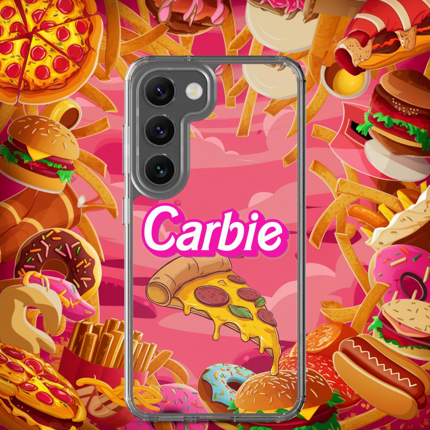 Carbie Barbie I Love Carbs I Love Pizza Clear Case for Samsung Samsung Galaxy S23 Mobile Phone Cases Barbie Carbie Fast Food Ken Movies Pizza Next Cult Brand