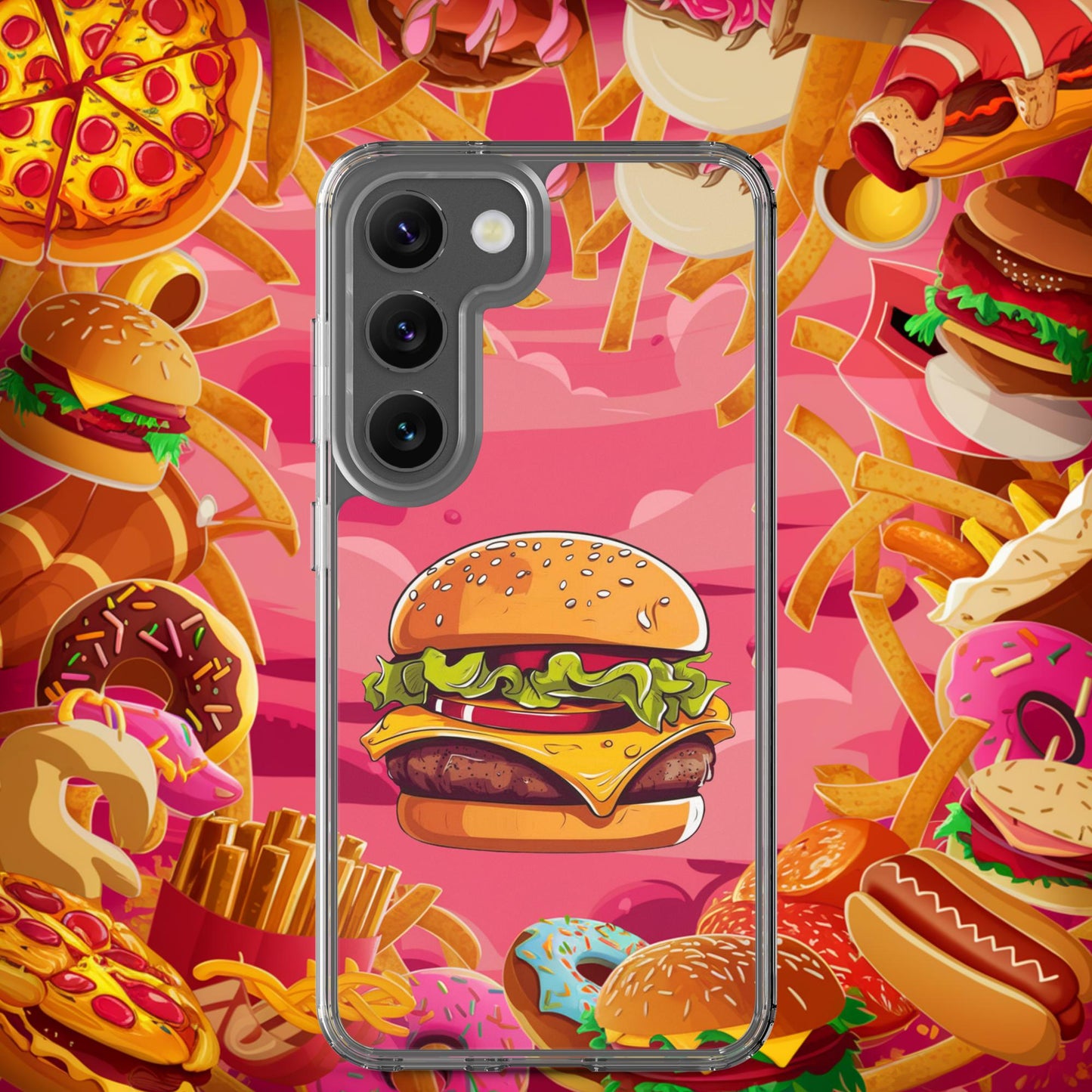 Cheeseburger I Love Burgers Clear Case for Samsung Samsung Galaxy S23 Mobile Phone Cases Burgers Fast Food Next Cult Brand