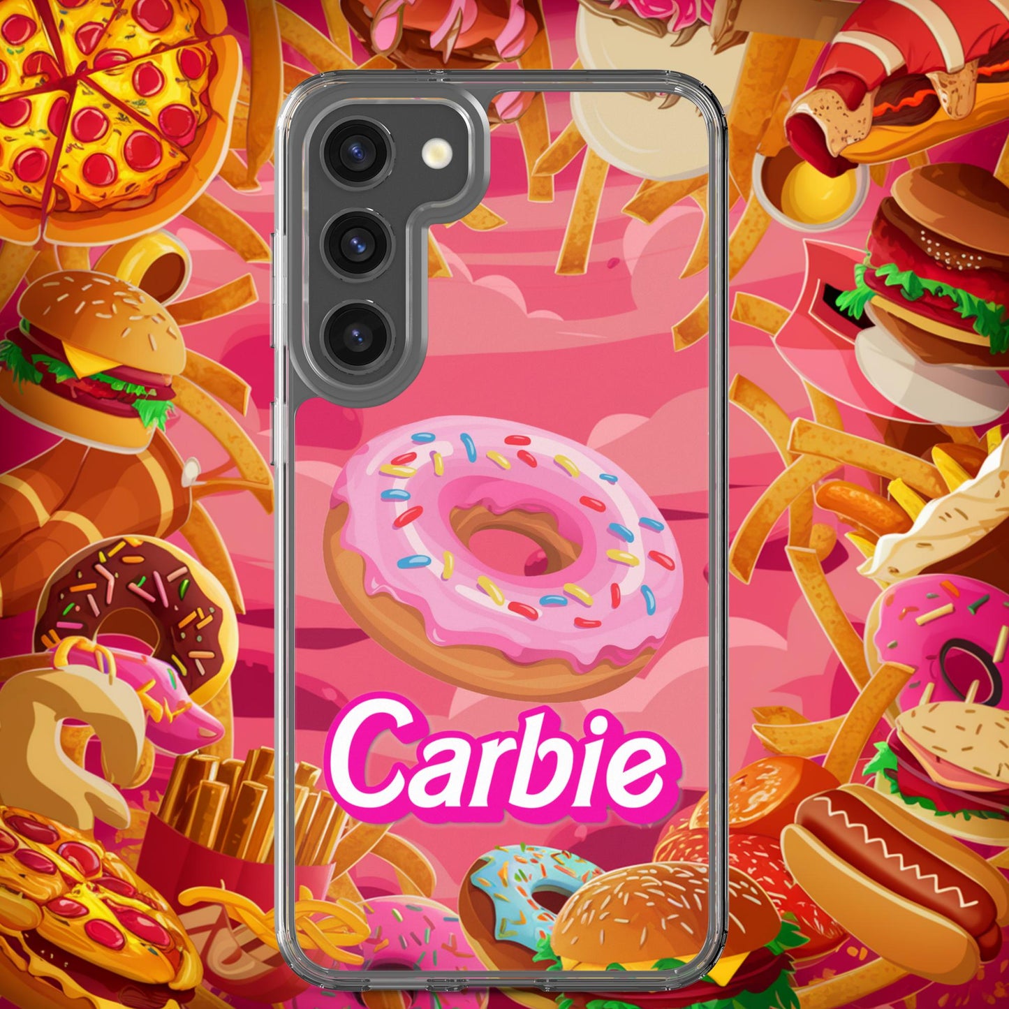 Carbie Barbie I Love Carbs I Love Donuts Clear Case for Samsung Samsung Galaxy S23 Plus Mobile Phone Cases Barbie Carbie Donuts Fast Food Ken Movies Next Cult Brand