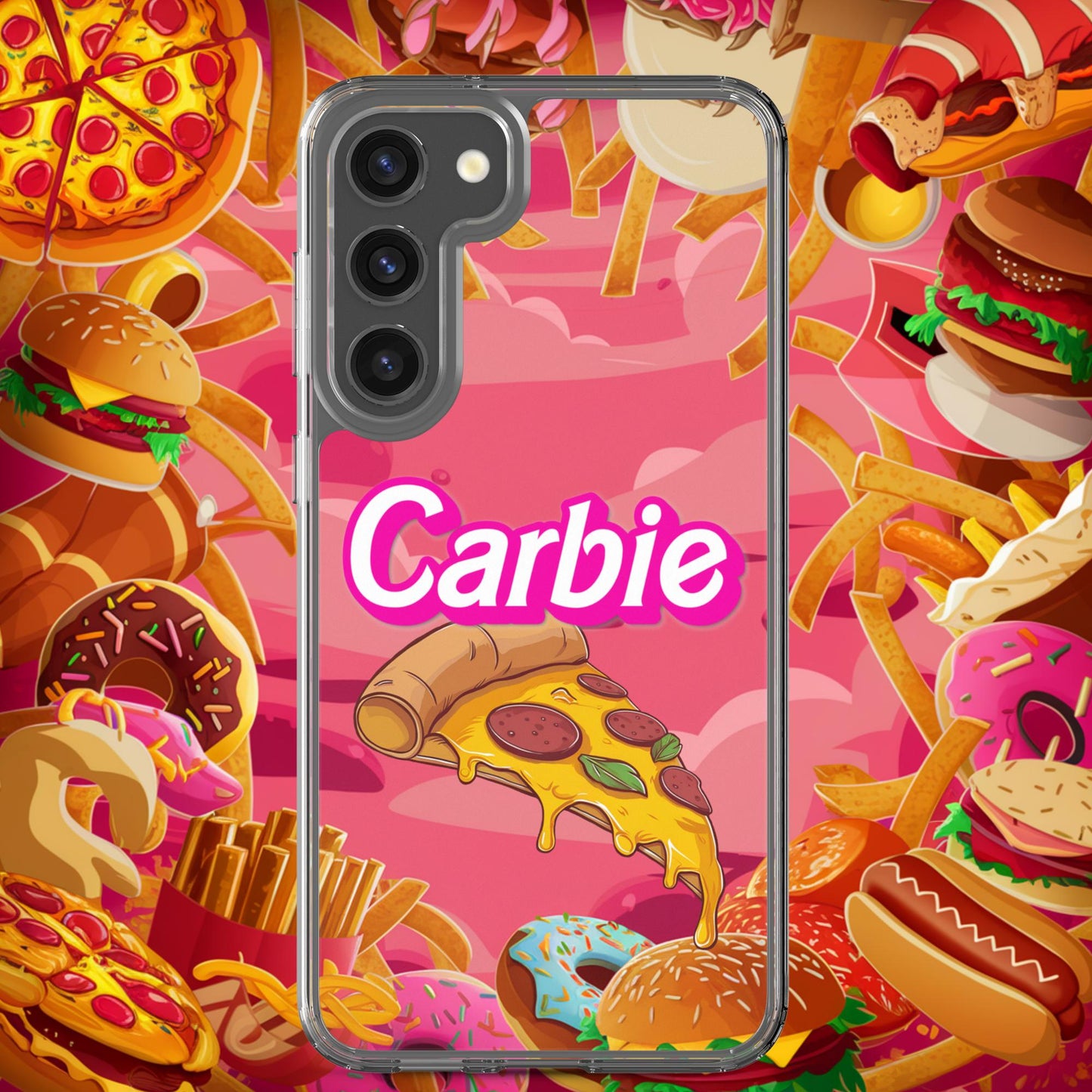Carbie Barbie I Love Carbs I Love Pizza Clear Case for Samsung Samsung Galaxy S23 Plus Mobile Phone Cases Barbie Carbie Fast Food Ken Movies Pizza Next Cult Brand