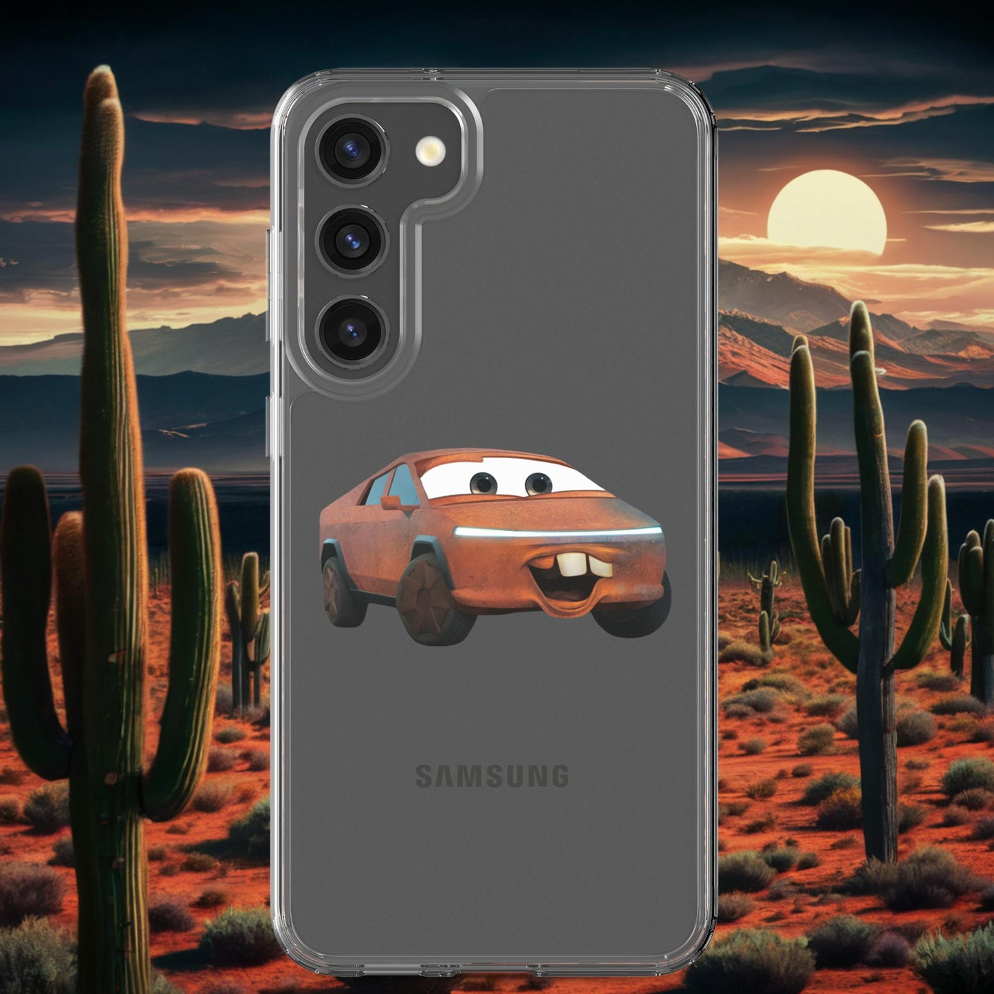 Rusty Tesla Cybertruck Elon Musk Cars Movie Tow Mater Clear Case for Samsung Samsung Galaxy S23 Plus Mobile Phone Cases Cars Movie Celebrities Cybertruck Elon Musk Movies Tesla Next Cult Brand