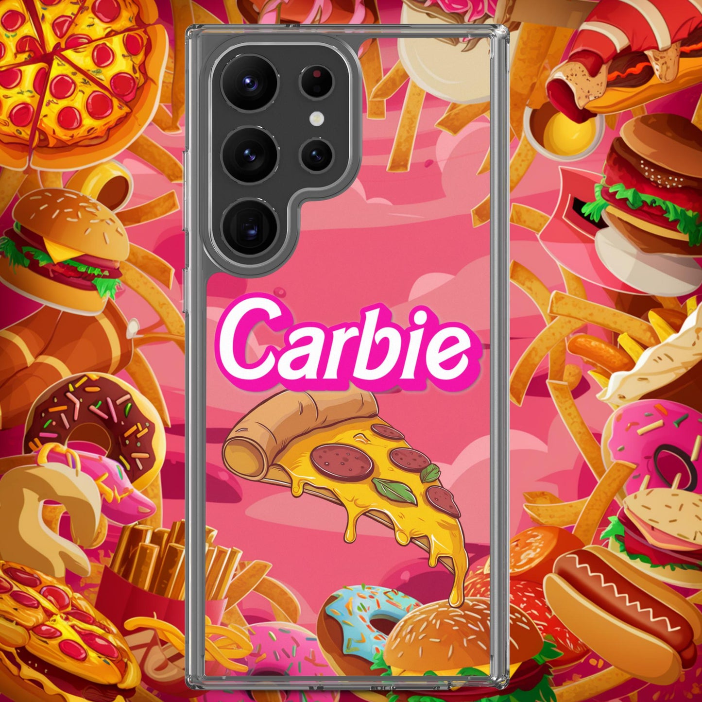 Carbie Barbie I Love Carbs I Love Pizza Clear Case for Samsung Samsung Galaxy S23 Ultra Mobile Phone Cases Barbie Carbie Fast Food Ken Movies Pizza Next Cult Brand