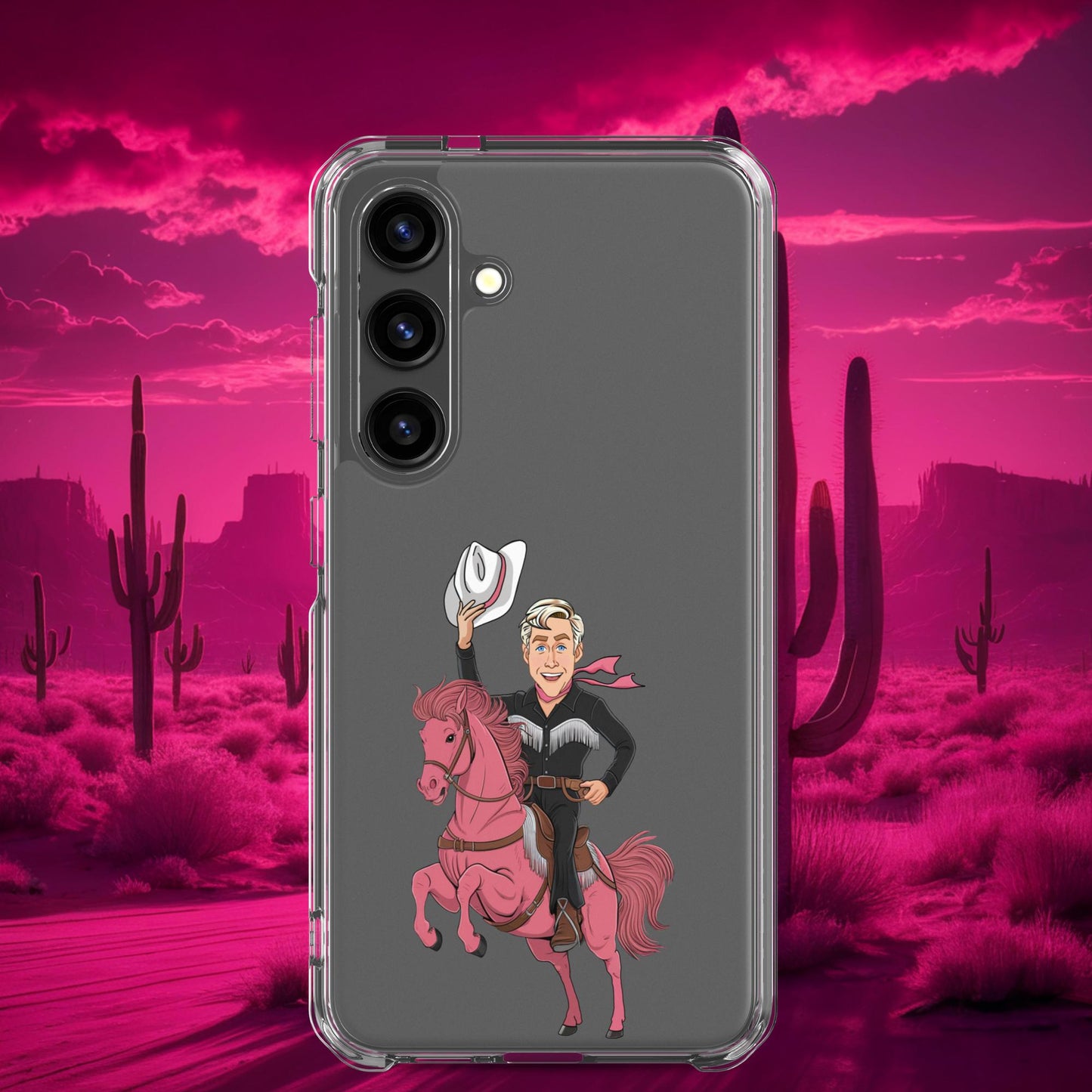 Ryan Gosling Ken Cowboy Horse Barbie Movie Clear Case for Samsung Samsung Galaxy S24 Mobile Phone Cases Barbie Celebrities Ken Movies Ryan Gosling Next Cult Brand
