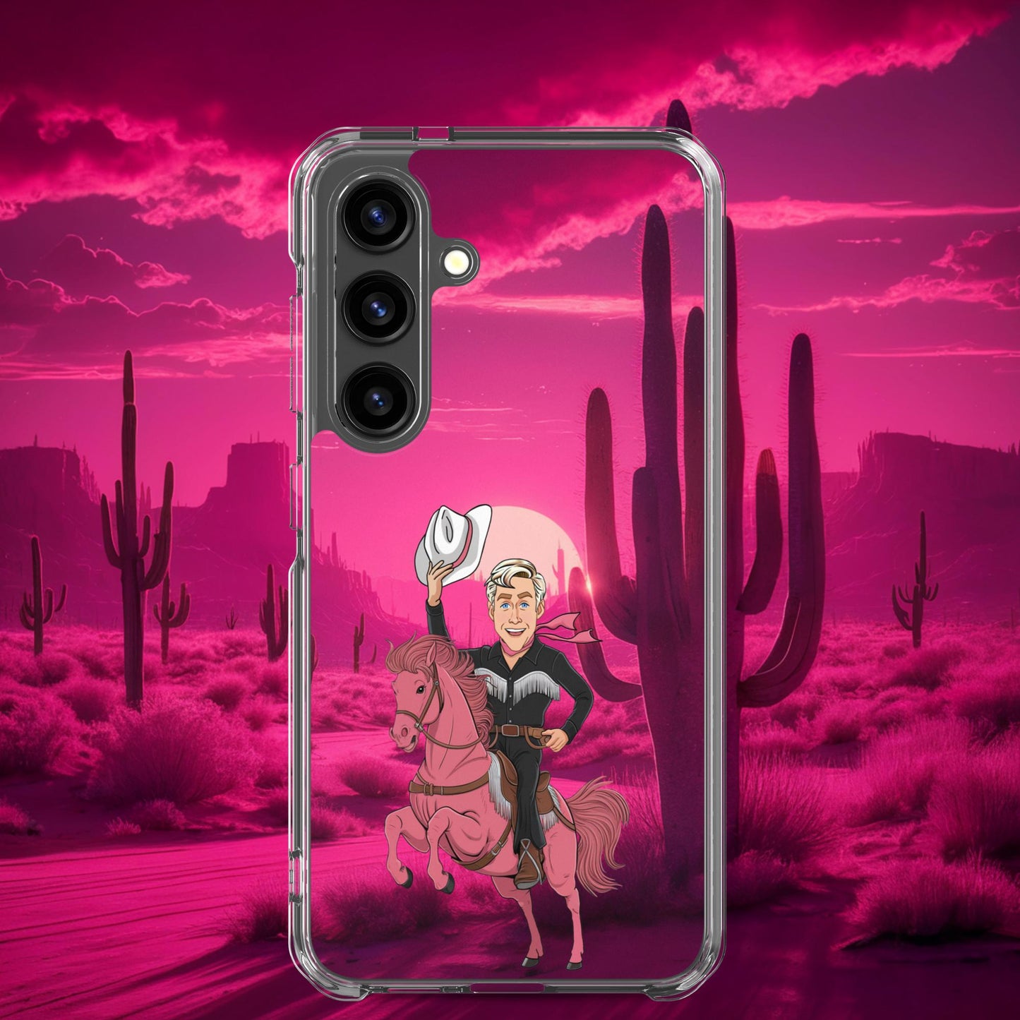 Ryan Gosling Ken Cowboy Horse Barbie Movie Clear Case for Samsung Samsung Galaxy S24 Mobile Phone Cases Barbie Celebrities Ken Movies Ryan Gosling Next Cult Brand