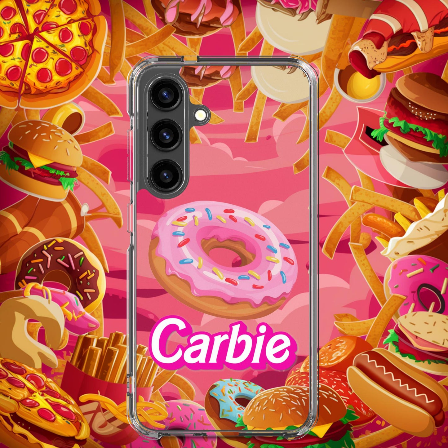 Carbie Barbie I Love Carbs I Love Donuts Clear Case for Samsung Samsung Galaxy S24 Mobile Phone Cases Barbie Carbie Donuts Fast Food Ken Movies Next Cult Brand