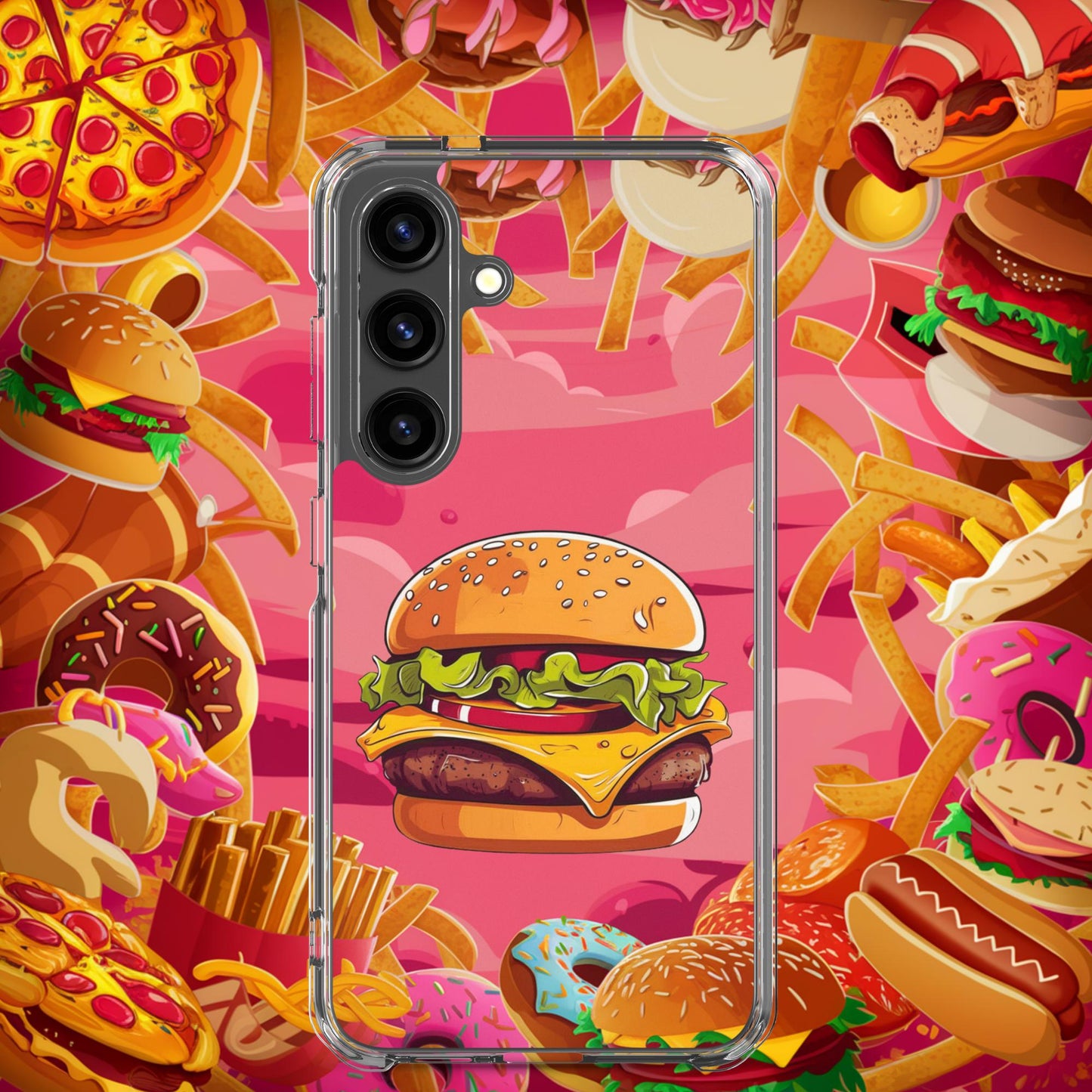 Cheeseburger I Love Burgers Clear Case for Samsung Samsung Galaxy S24 Mobile Phone Cases Burgers Fast Food Next Cult Brand
