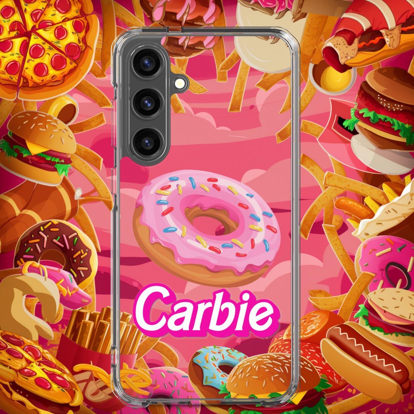 Carbie Barbie I Love Carbs I Love Donuts Clear Case for Samsung Samsung Galaxy S24 Plus Mobile Phone Cases Barbie Carbie Donuts Fast Food Ken Movies Next Cult Brand