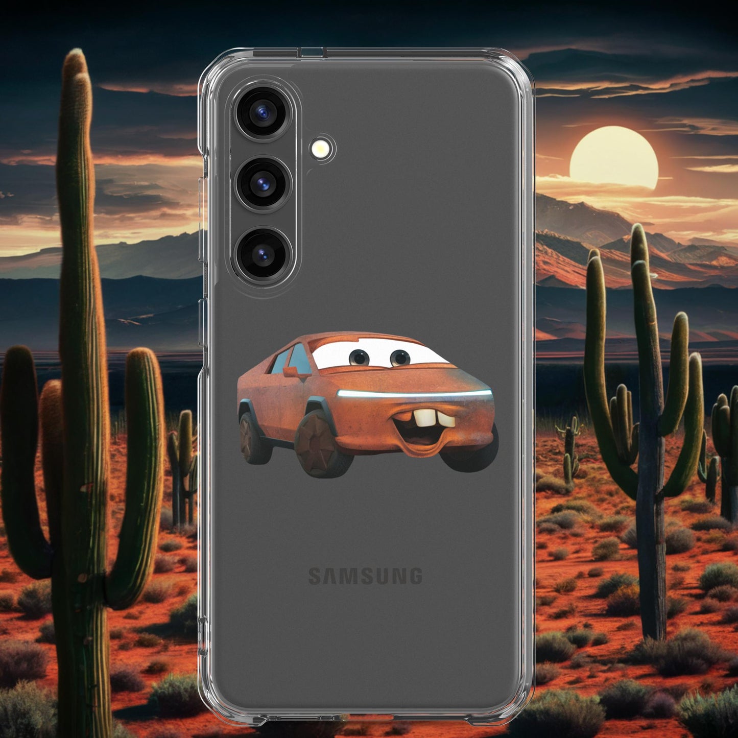 Rusty Tesla Cybertruck Elon Musk Cars Movie Tow Mater Clear Case for Samsung Samsung Galaxy S24 Plus Mobile Phone Cases Cars Movie Celebrities Cybertruck Elon Musk Movies Tesla Next Cult Brand