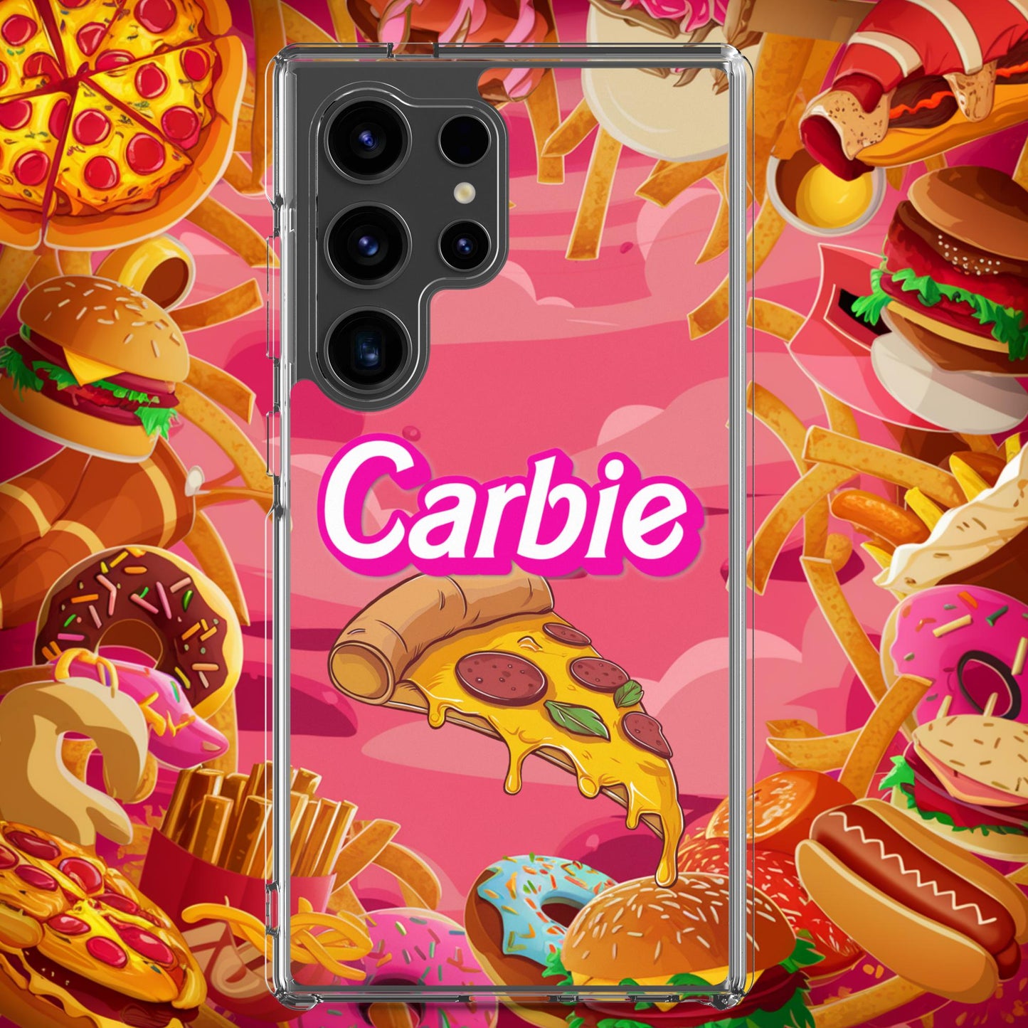 Carbie Barbie I Love Carbs I Love Pizza Clear Case for Samsung Samsung Galaxy S24 Ultra Mobile Phone Cases Barbie Carbie Fast Food Ken Movies Pizza Next Cult Brand