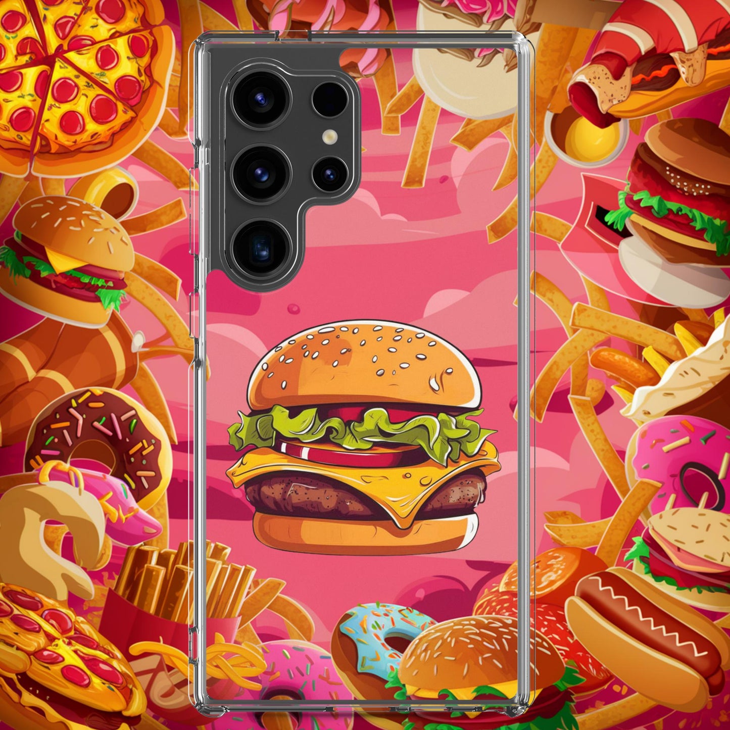 Cheeseburger I Love Burgers Clear Case for Samsung Samsung Galaxy S24 Ultra Mobile Phone Cases Burgers Fast Food Next Cult Brand