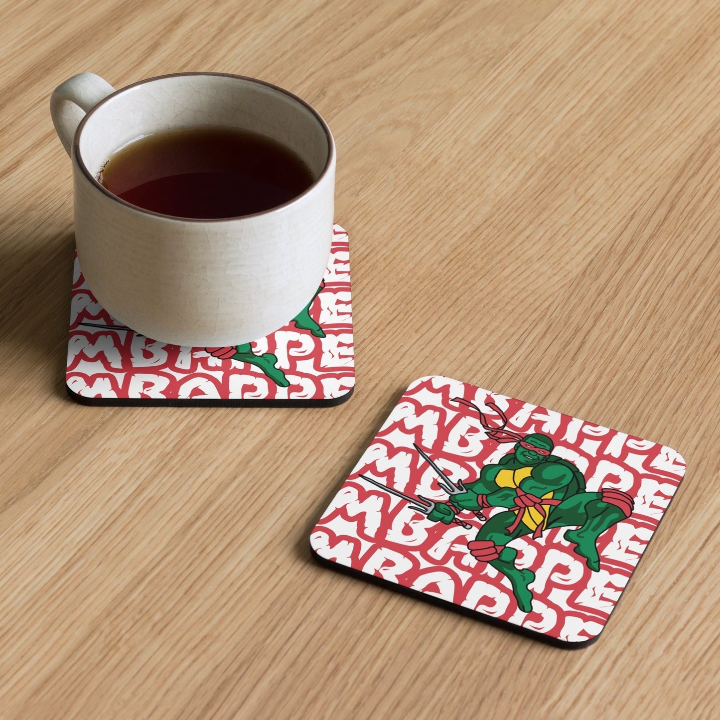 Kylian Mbappe Red Ninja Turtle Raphael Cork-back coaster Default Title Coasters Football Kylian Mbappe Ninja Turtles PSG Real Madrid Next Cult Brand