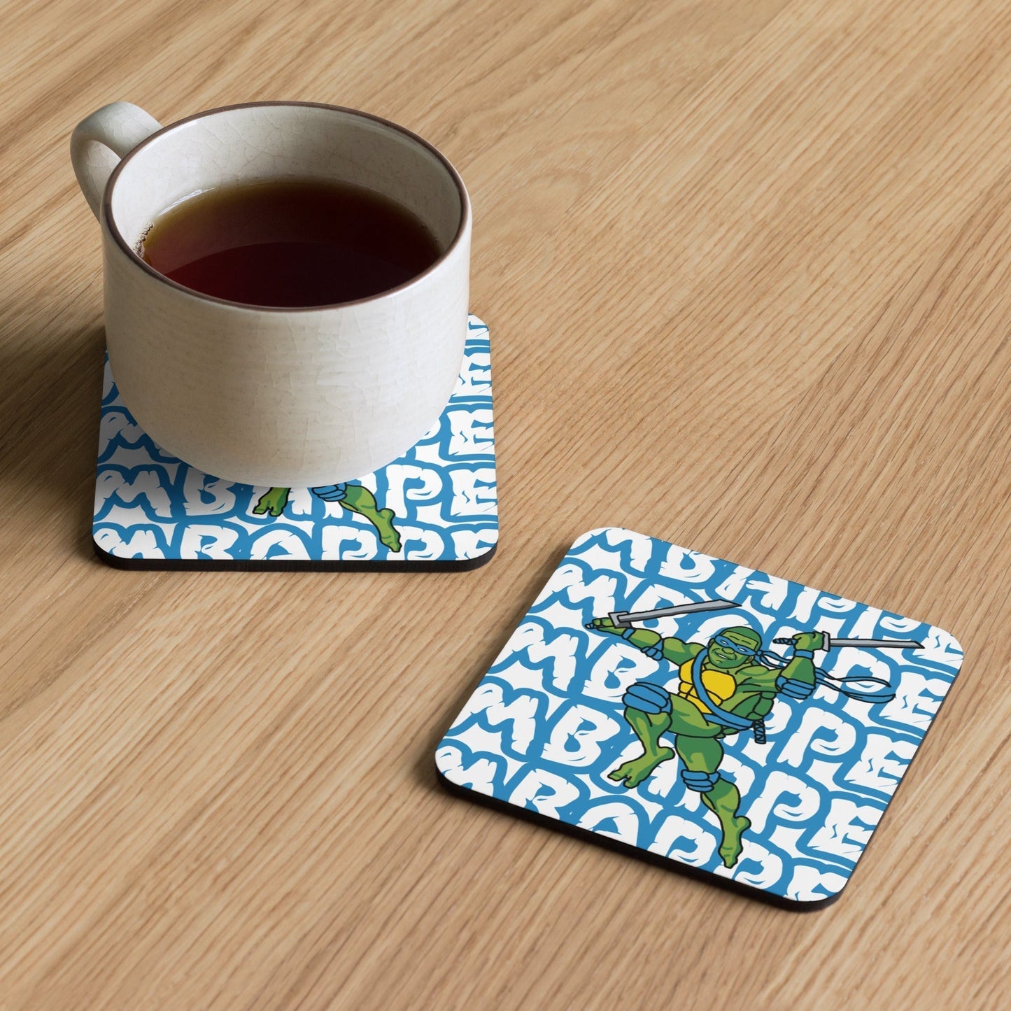 Kylian Mbappe Blue Ninja Turtle Leonardo Cork-back coaster Default Title Coasters Football Kylian Mbappe Ninja Turtles PSG Real Madrid Next Cult Brand