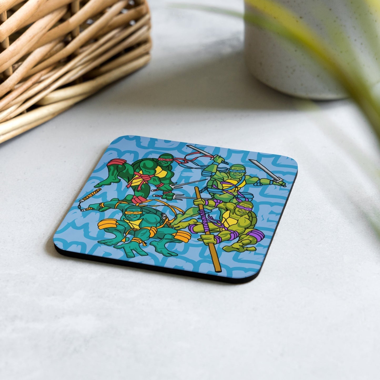 Kylian Mbappe Ninja Turtles funny football/ soccer meme Cork-back coaster blue Default Title Coasters Football Kylian Mbappe Ninja Turtles PSG Real Madrid Next Cult Brand