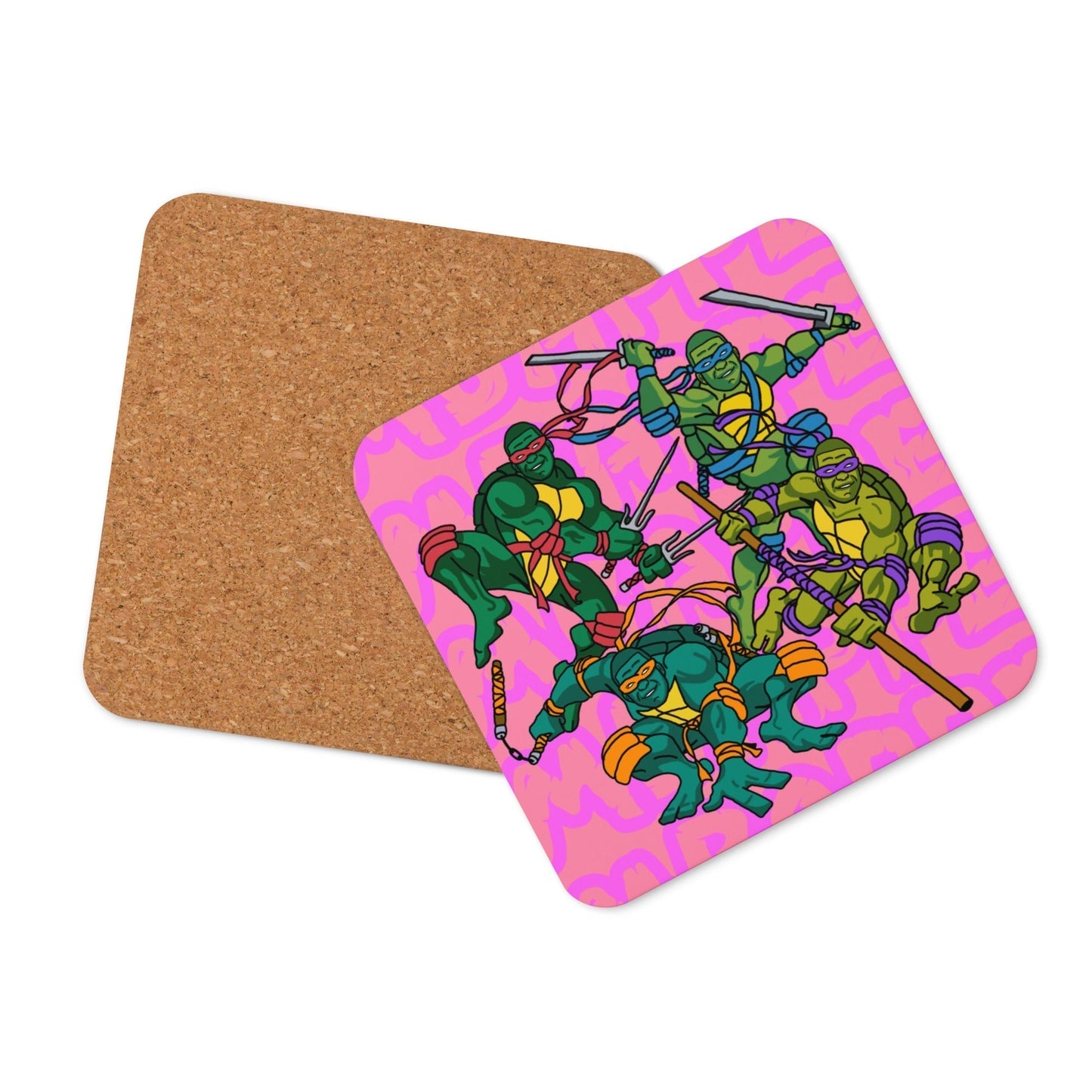 Kylian Mbappe Ninja Turtles funny football/ soccer meme Cork-back coaster pink Default Title Coasters Football Kylian Mbappe Ninja Turtles PSG Real Madrid Next Cult Brand