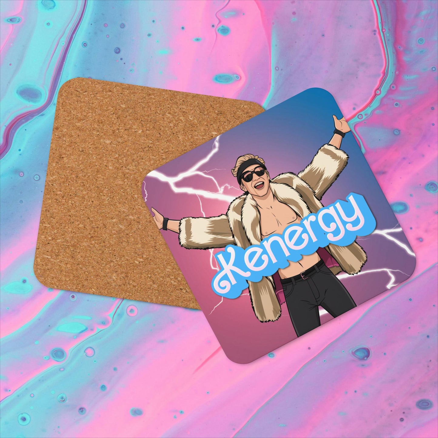 Kenergy Barbie Ryan Gosling Ken Cork-back coaster Default Title Coasters Barbie Celebrities Ken Kenergy Movies Ryan Gosling Next Cult Brand