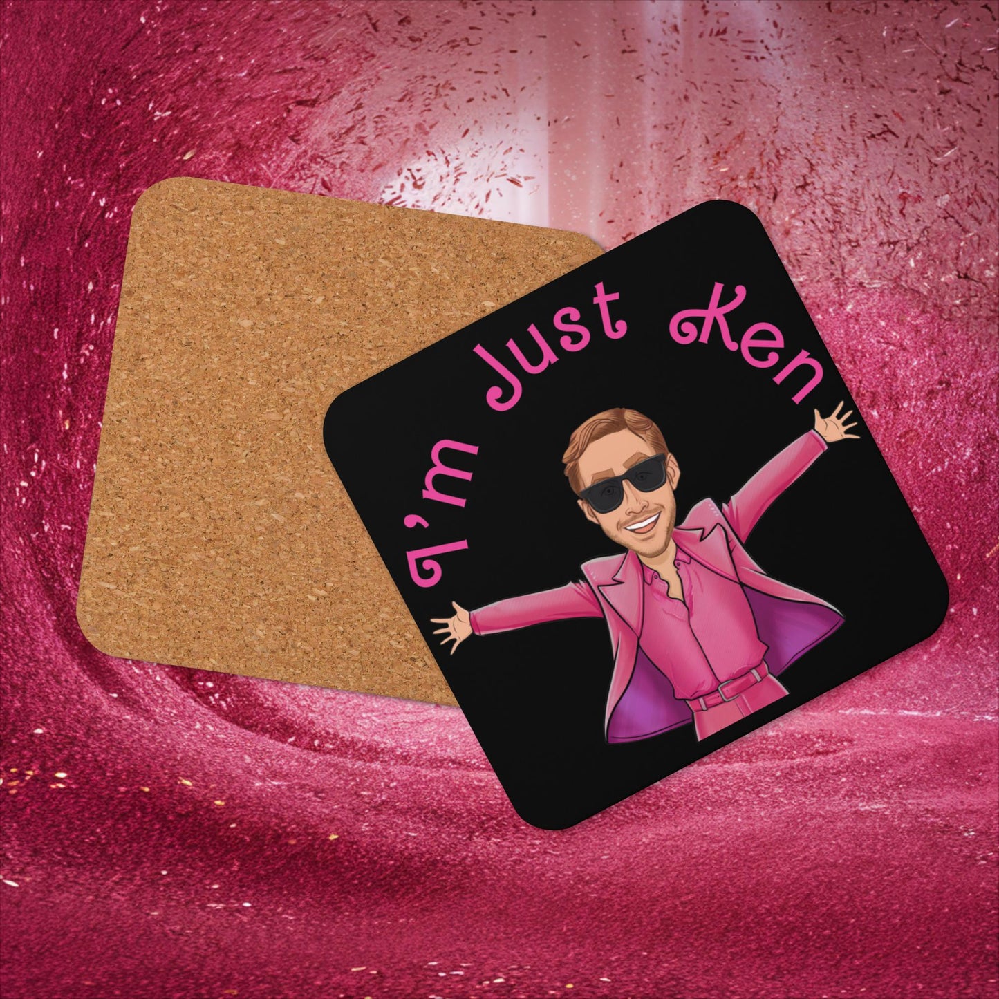 Ken Barbie Ryan Gosling I'm Just Ken Cork-back coaster Default Title Coasters Barbie Celebrities Ken Movies Ryan Gosling Next Cult Brand