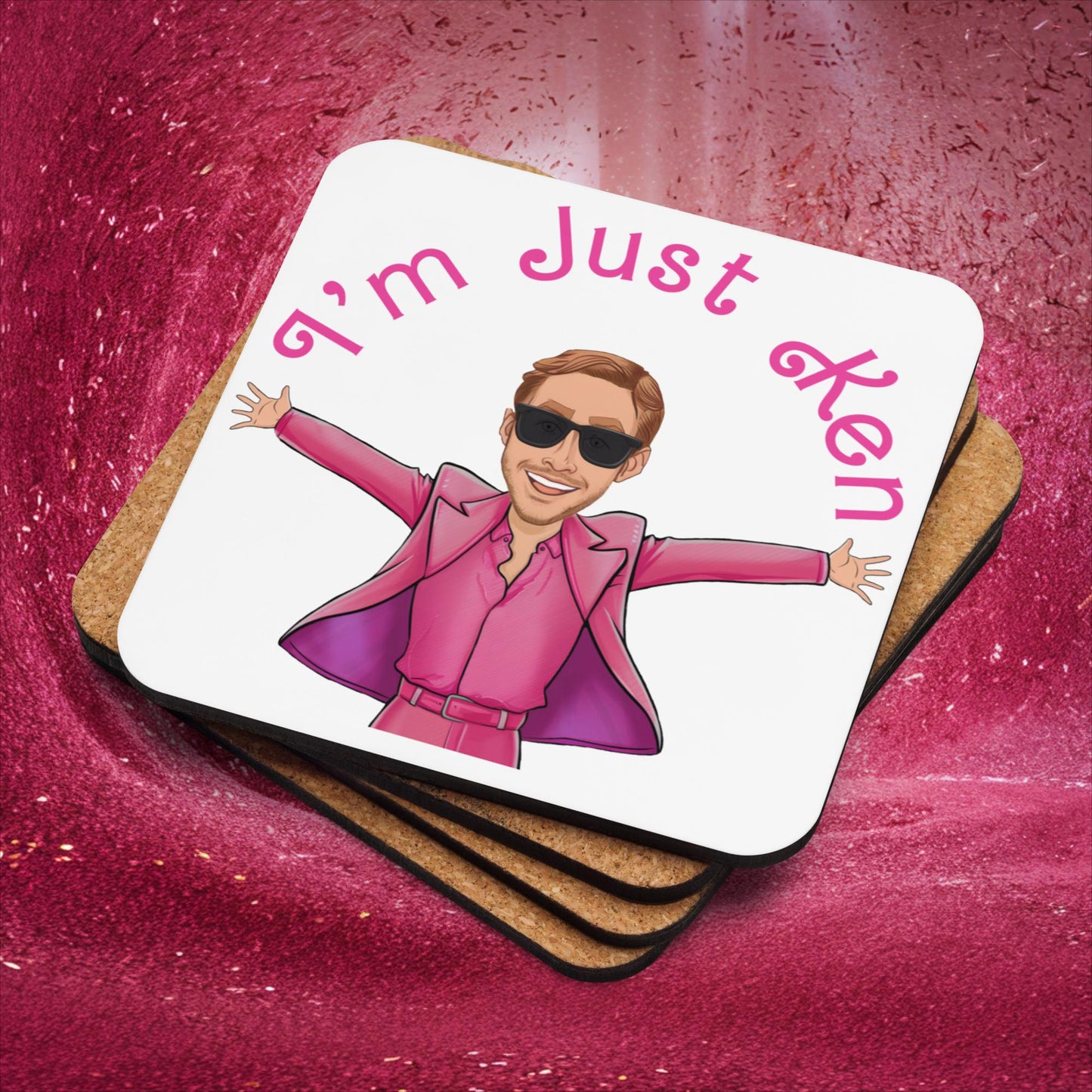 Ken Barbie Ryan Gosling I'm Just Ken Cork-back coaster Default Title Coasters Barbie Celebrities Ken Movies Ryan Gosling Next Cult Brand