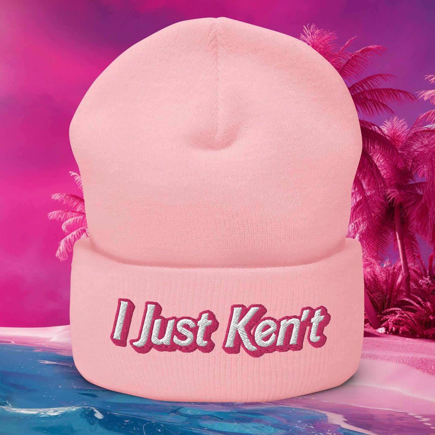 I Just Ken't Ken Barbie Movie Cuffed Beanie Baby Pink Hats Barbie Ken Movies Next Cult Brand