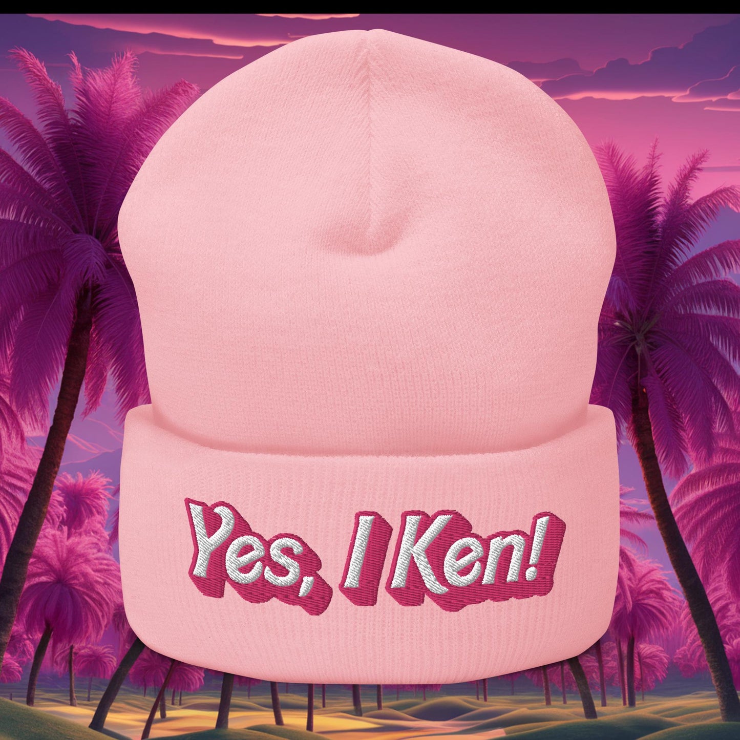 Yes I Ken Barbie Movie Cuffed Beanie Baby Pink Hats Barbie Ken Movies Next Cult Brand