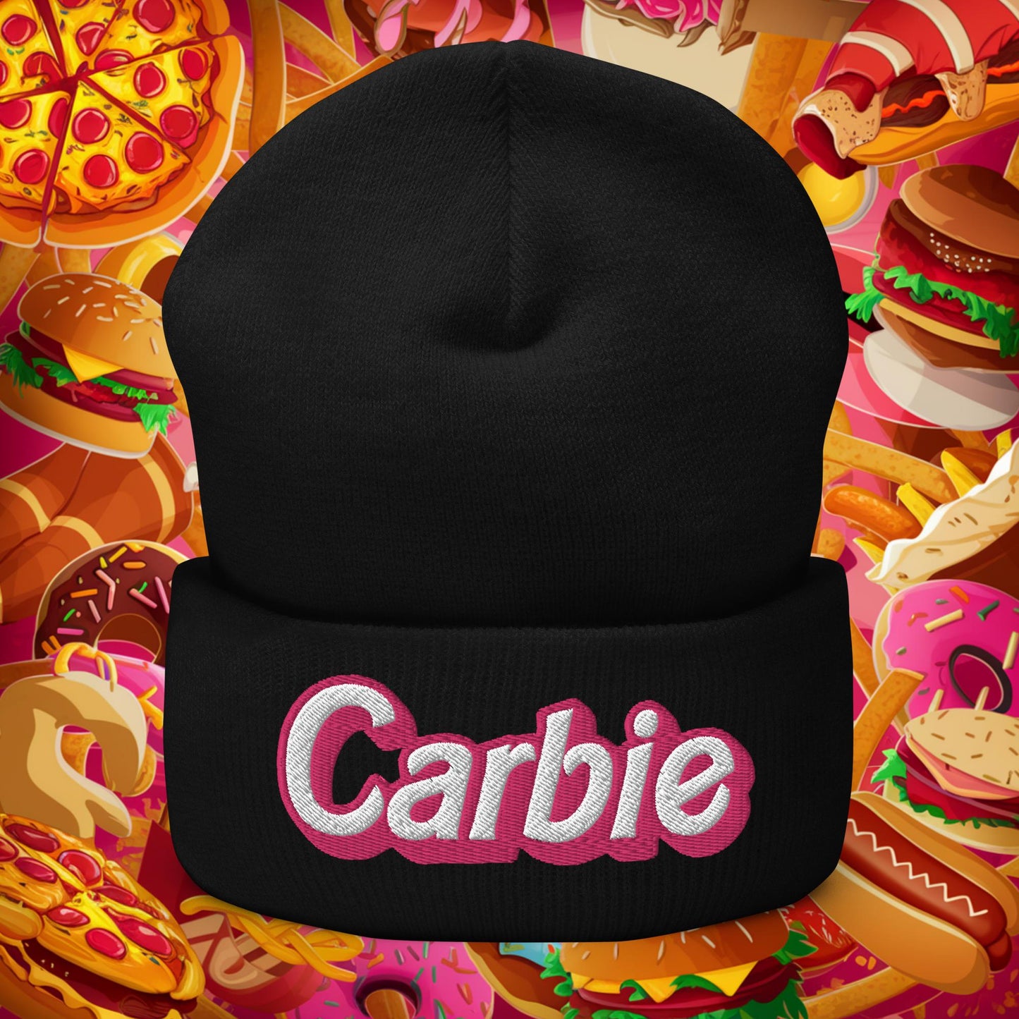 Carbie Barbie I Love Carbs Cuffed Beanie Black Hats Barbie Carbie Ken Movies Next Cult Brand