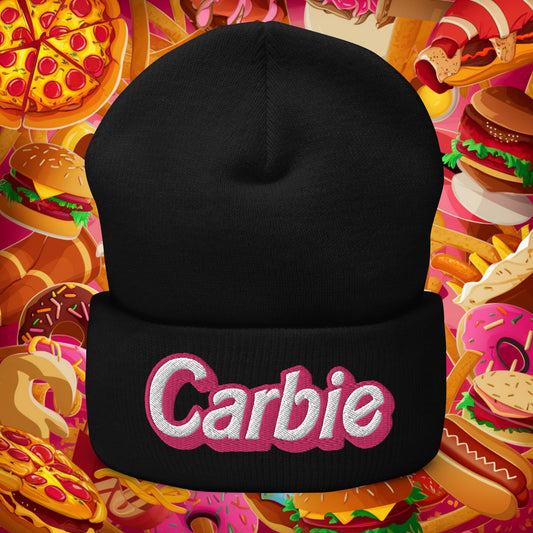 Carbie Barbie I Love Carbs Cuffed Beanie Black Hats Barbie Carbie Ken Movies Next Cult Brand