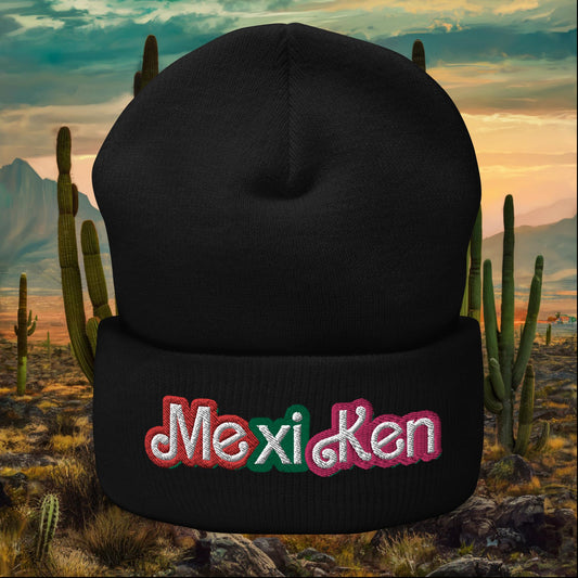 MexiKen Ken Barbie Mexico Mexican Mexicana Latino Latina Latinx Cuffed Beanie Black Hats Barbie Ken Mexico Movies Next Cult Brand