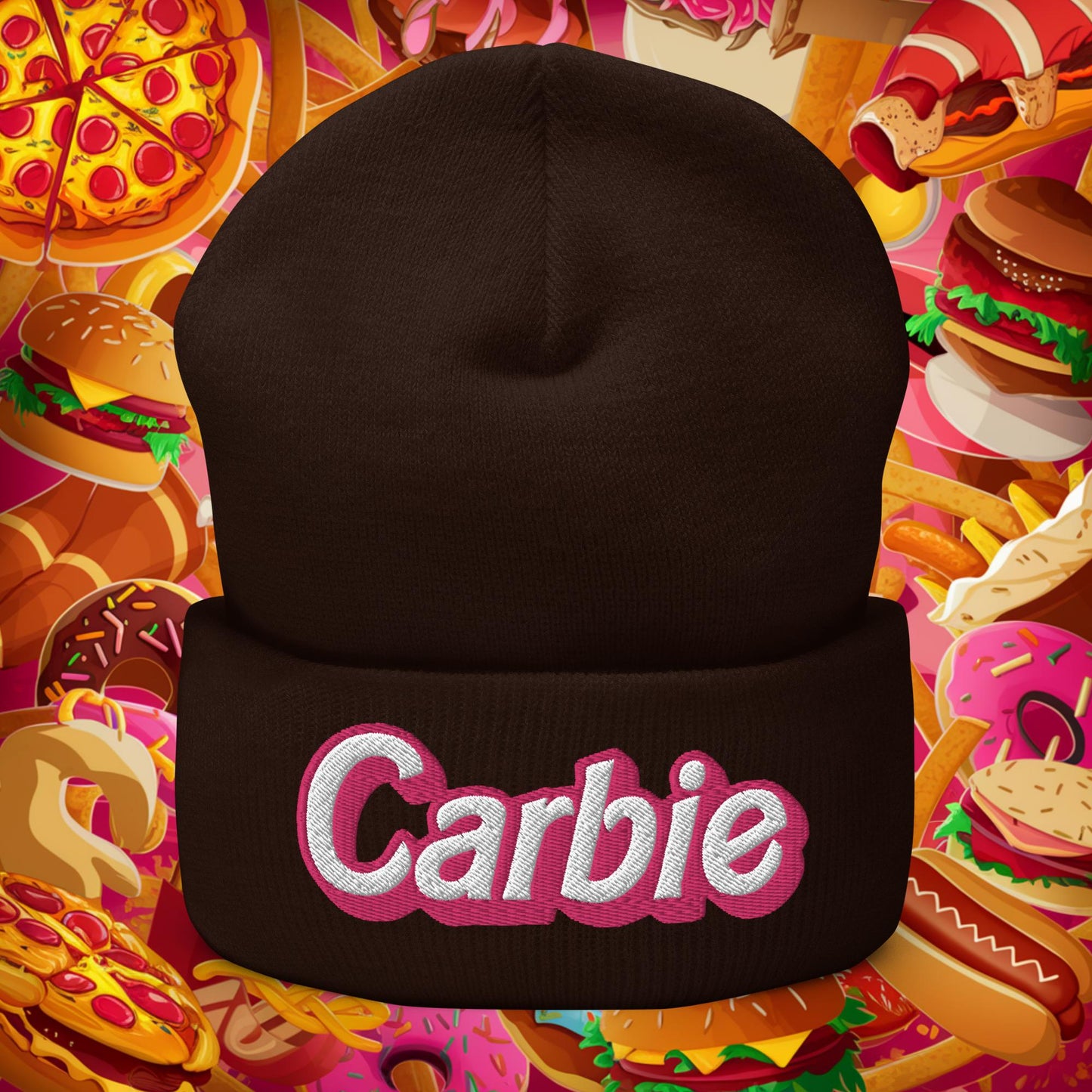 Carbie Barbie I Love Carbs Cuffed Beanie Brown Hats Barbie Carbie Ken Movies Next Cult Brand