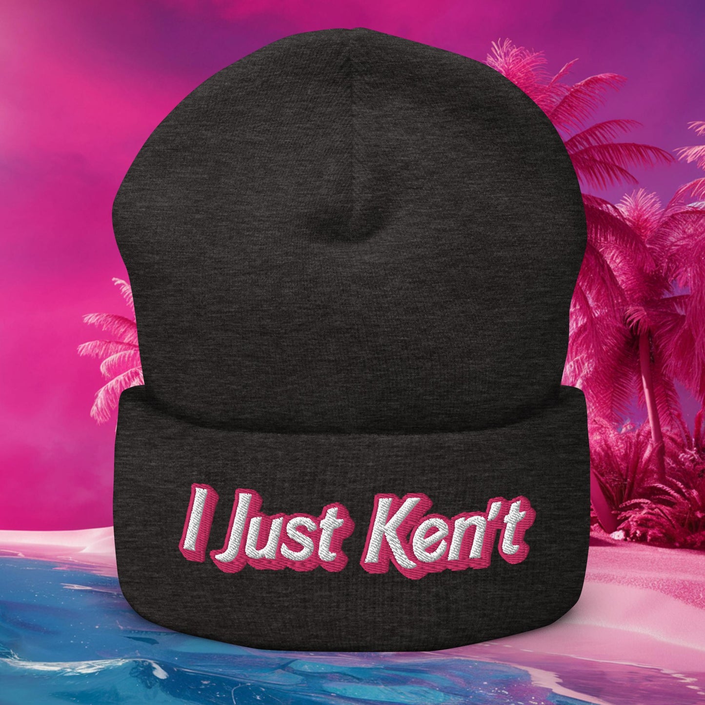 I Just Ken't Ken Barbie Movie Cuffed Beanie Dark Grey Hats Barbie Ken Movies Next Cult Brand