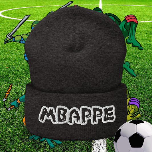 Kylian Mbappe Ninja Turtles Real Madrid Soccer Football Cuffed Beanie Dark Grey Hats Football Kylian Mbappe PSG Real Madrid Next Cult Brand