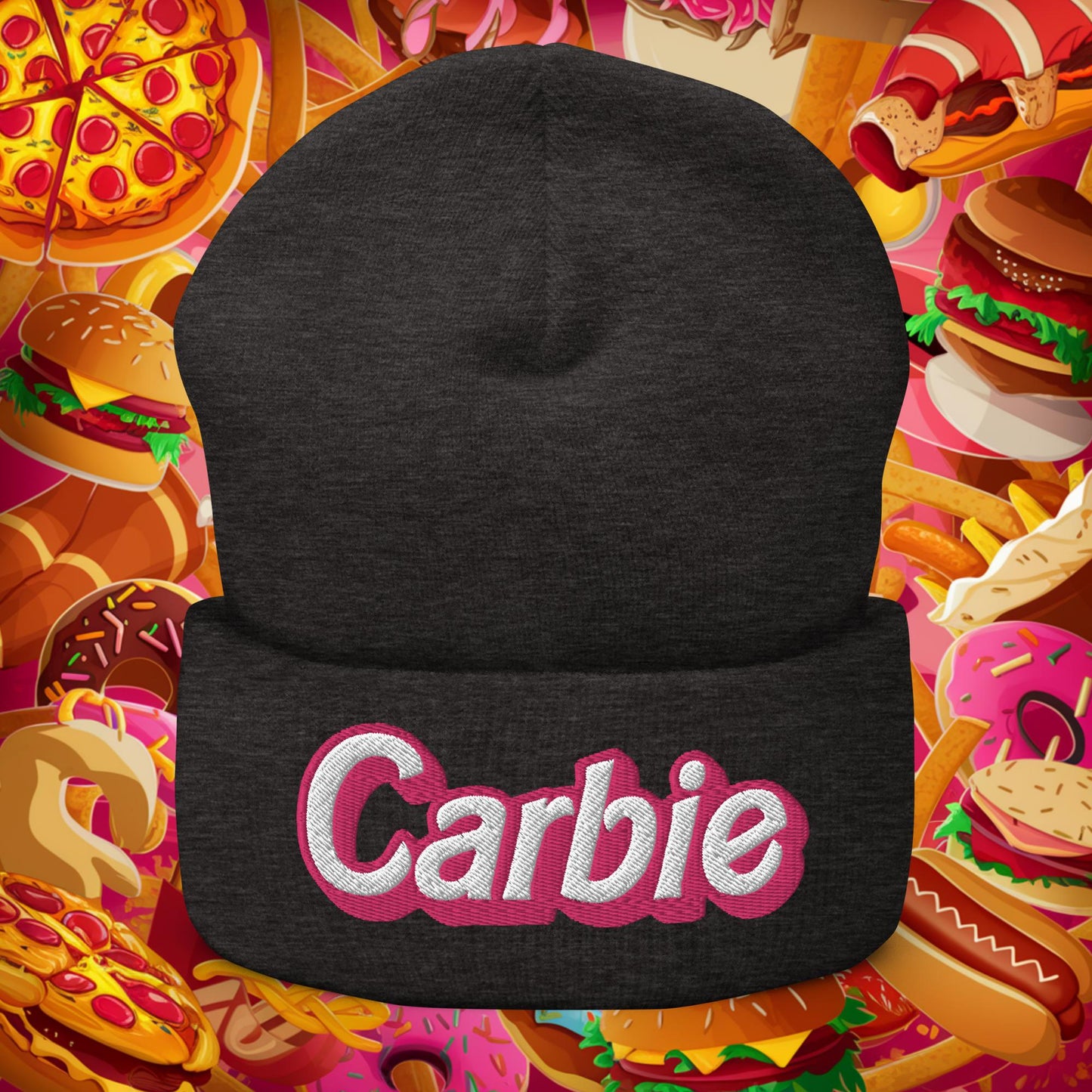 Carbie Barbie I Love Carbs Cuffed Beanie Dark Grey Hats Barbie Carbie Ken Movies Next Cult Brand