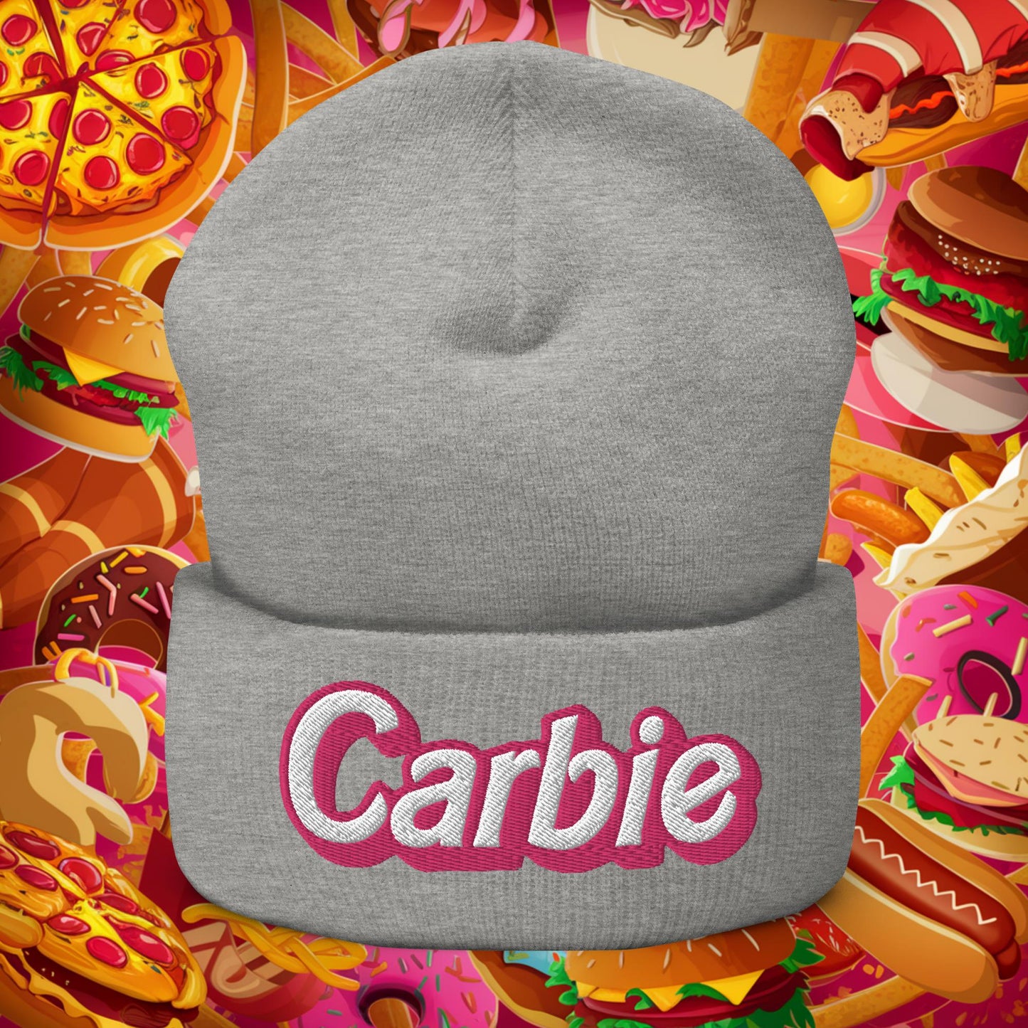 Carbie Barbie I Love Carbs Cuffed Beanie Heather Grey Hats Barbie Carbie Ken Movies Next Cult Brand