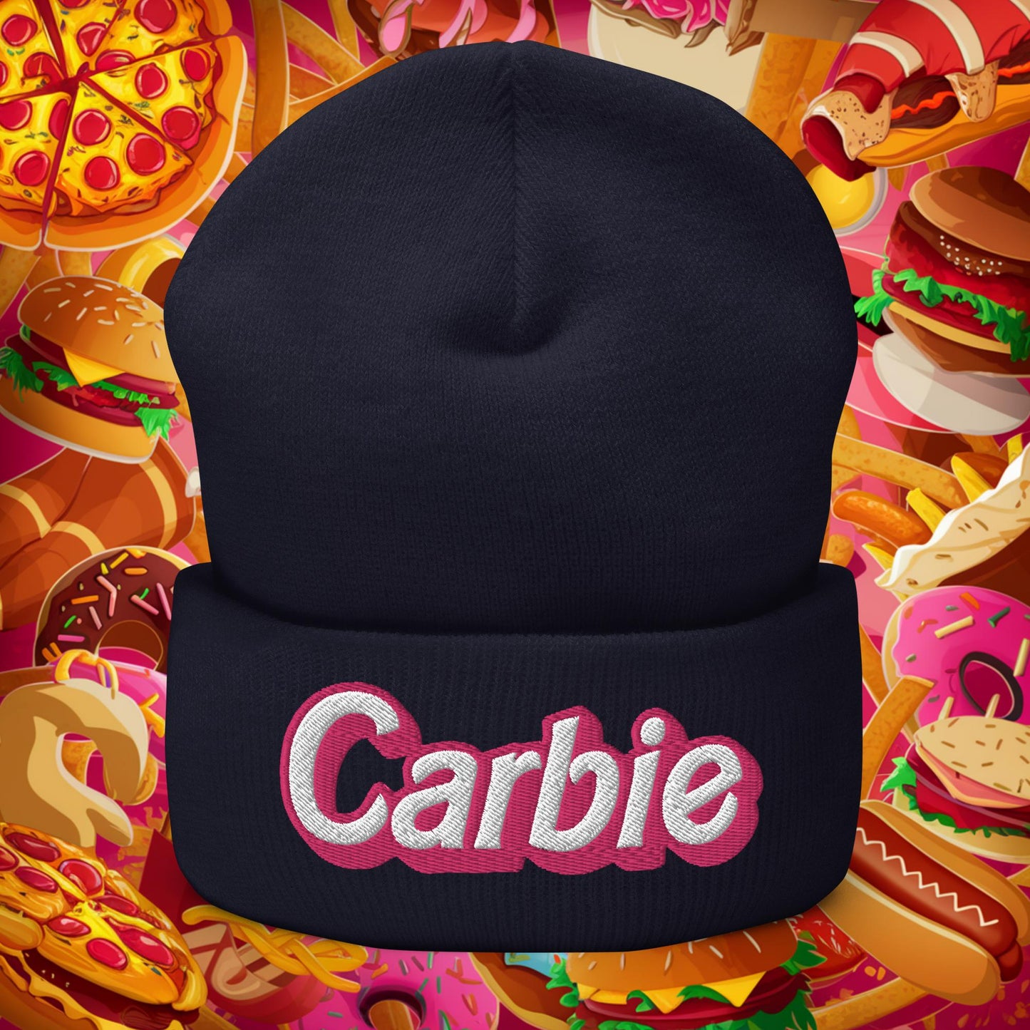 Carbie Barbie I Love Carbs Cuffed Beanie Navy Hats Barbie Carbie Ken Movies Next Cult Brand