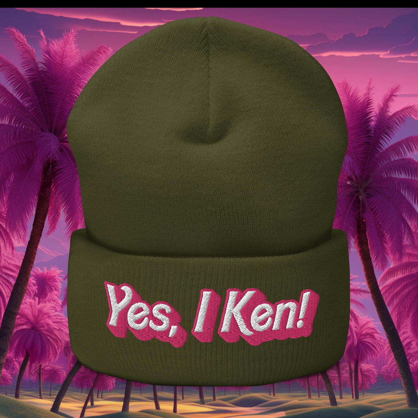 Yes I Ken Barbie Movie Cuffed Beanie Olive Hats Barbie Ken Movies Next Cult Brand