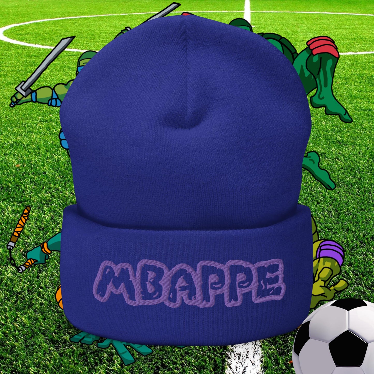 Kylian Mbappe Ninja Turtles Real Madrid Soccer Football Cuffed Beanie Royal Hats Football Kylian Mbappe PSG Real Madrid Next Cult Brand