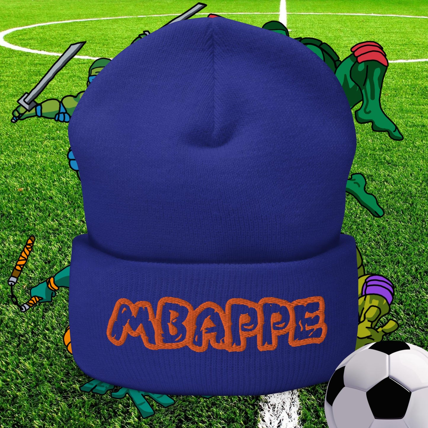 Kylian Mbappe Ninja Turtles Real Madrid Soccer Football Cuffed Beanie Royal Hats Football Kylian Mbappe PSG Real Madrid Next Cult Brand