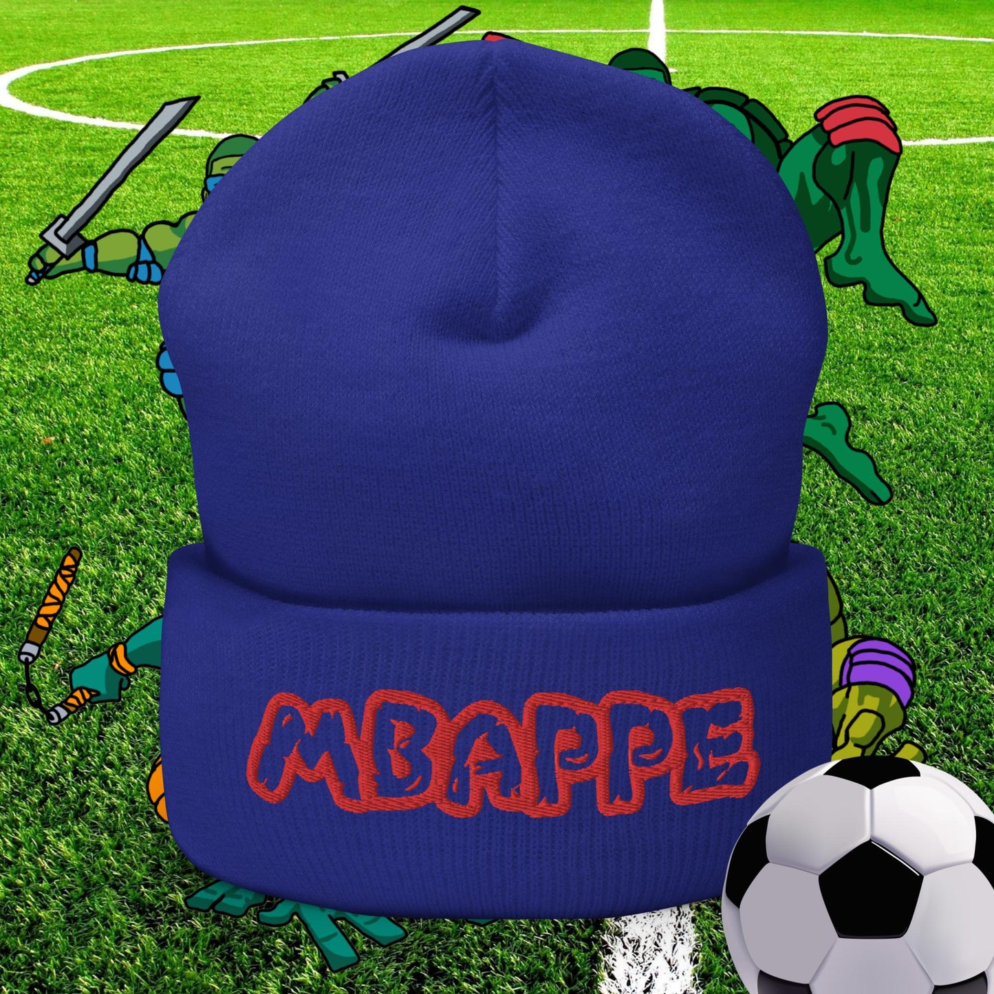 Kylian Mbappe Ninja Turtles Real Madrid Soccer Football Cuffed Beanie Royal Hats Football Kylian Mbappe PSG Real Madrid Next Cult Brand