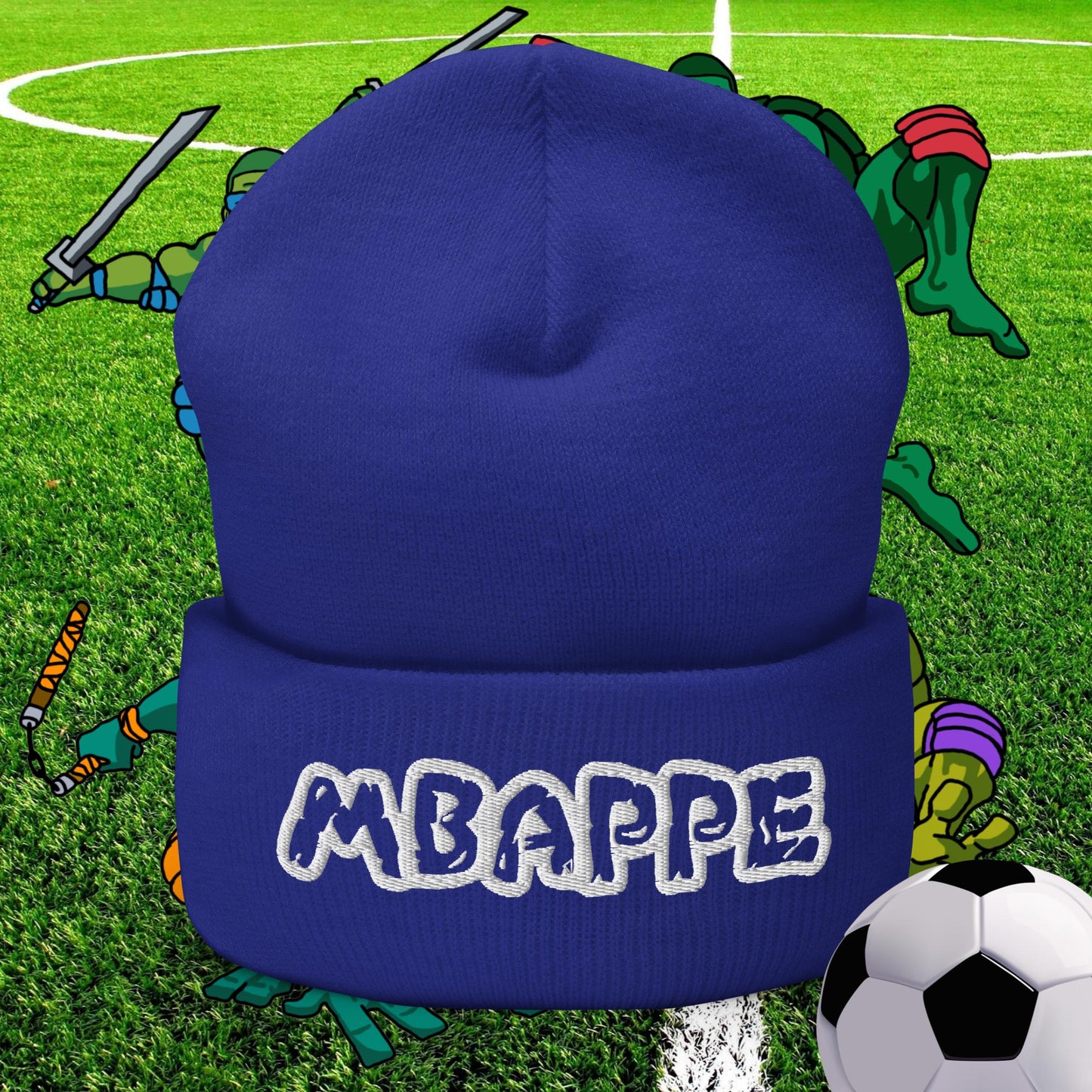 Kylian Mbappe Ninja Turtles Real Madrid Soccer Football Cuffed Beanie Royal Hats Football Kylian Mbappe PSG Real Madrid Next Cult Brand