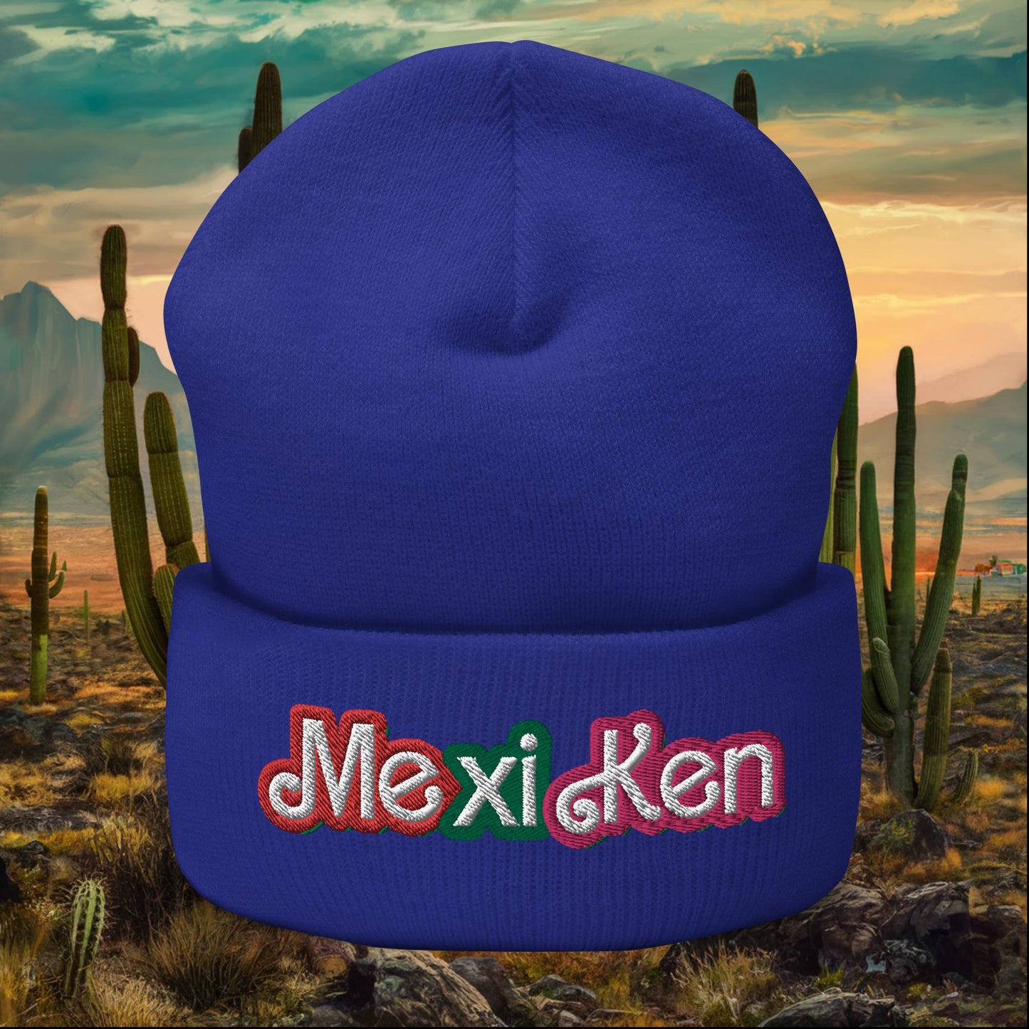 MexiKen Ken Barbie Mexico Mexican Mexicana Latino Latina Latinx Cuffed Beanie Royal Hats Barbie Ken Mexico Movies Next Cult Brand