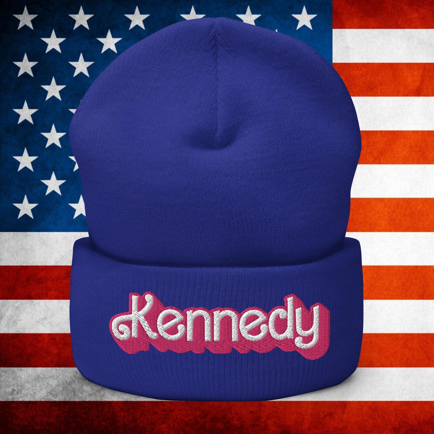 Kennedy JFK Conspiracy Ken Barbie Cuffed Beanie Royal Hats Barbie Democrats JFK Ken Politics Next Cult Brand