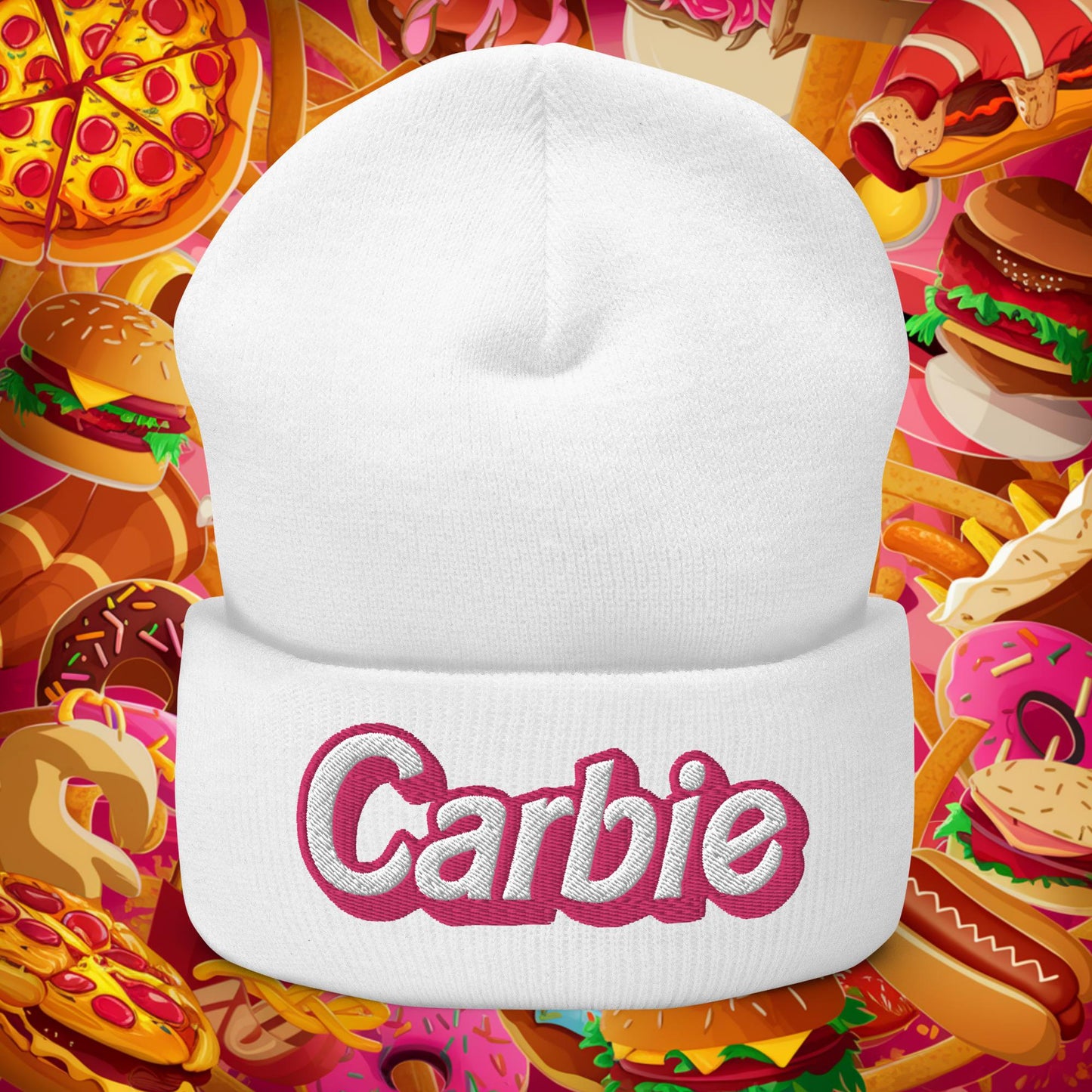 Carbie Barbie I Love Carbs Cuffed Beanie White Hats Barbie Carbie Ken Movies Next Cult Brand
