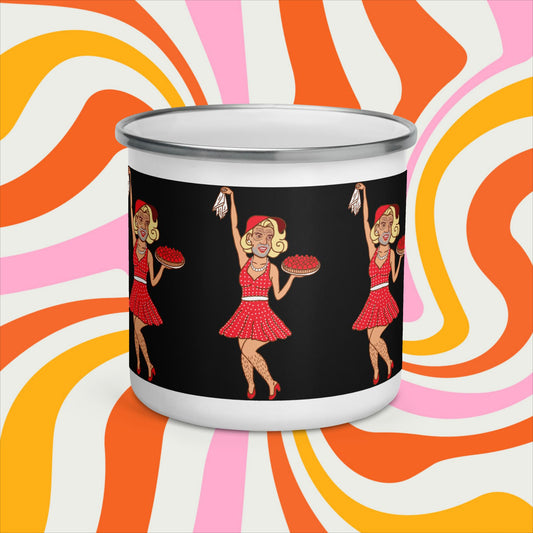 Thinnn Boy Bake Club The Fighter and The Kid TFATK Podcast Comedy 60s retro housewife Bryan Callen Enamel Mug Default Title Mugs Bryan Callen Podcasts Stand-up Comedy The Fighter and The Kid (TFATK) Thinnn Boy Bake Club Next Cult Brand