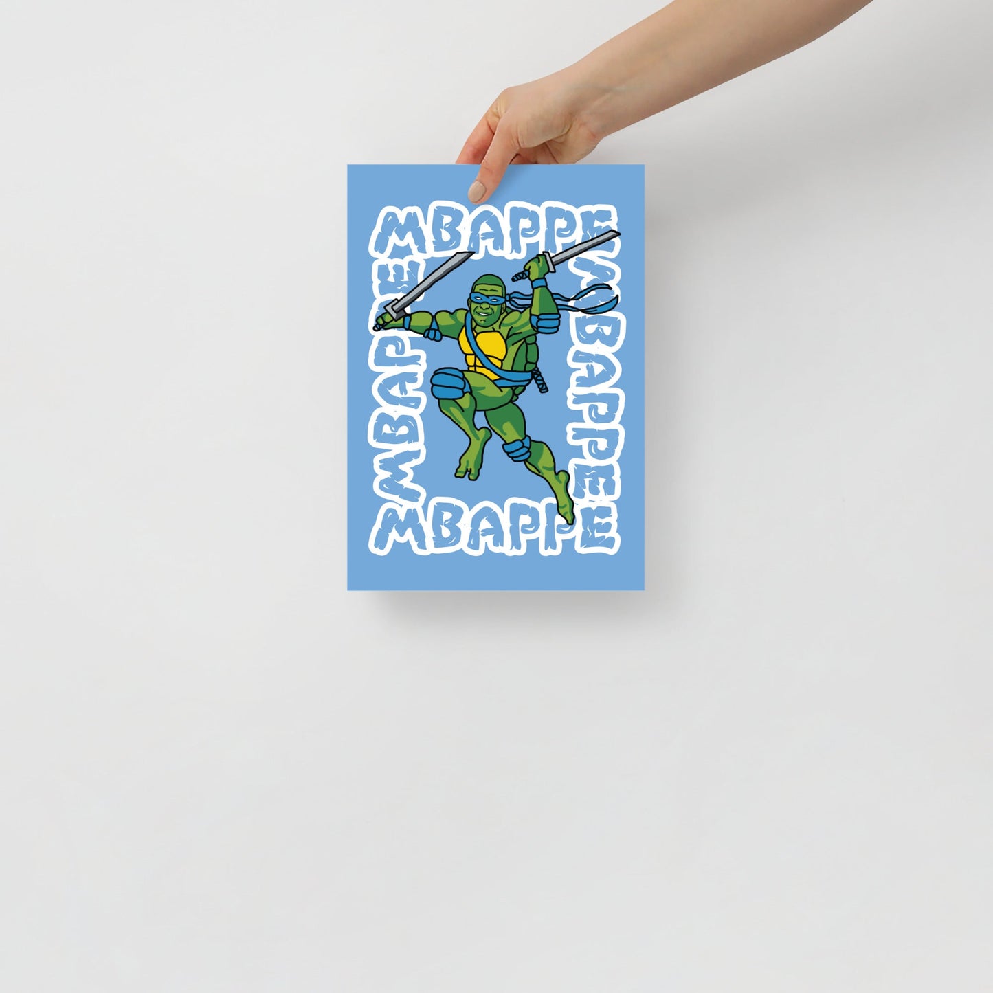 Kylian Mbappe Blue Ninja Turtle Leonardo Poster 21×30 cm Posters Football Kylian Mbappe Ninja Turtles PSG Real Madrid Next Cult Brand