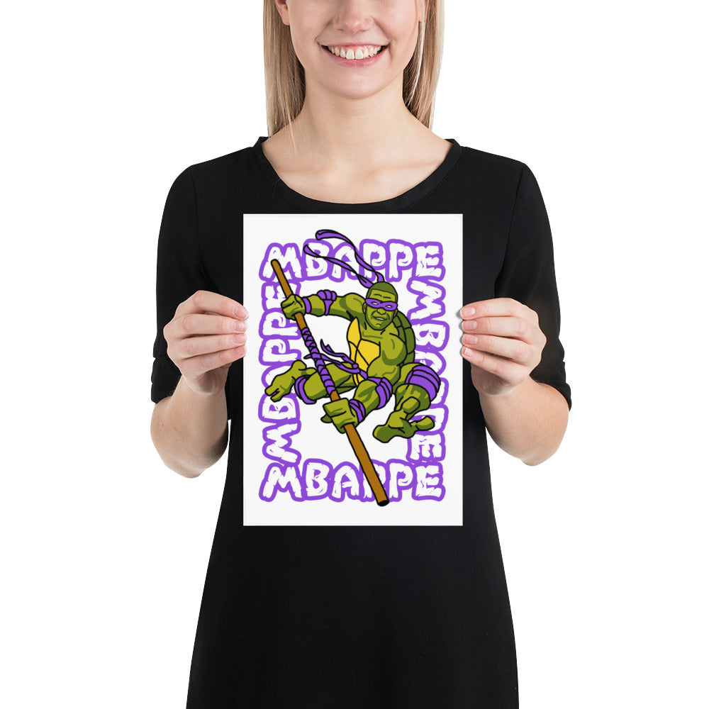 Kylian Mbappe Purple Ninja Turtle Donatello Poster 21×30 cm Posters Football Kylian Mbappe Ninja Turtles PSG Real Madrid Next Cult Brand