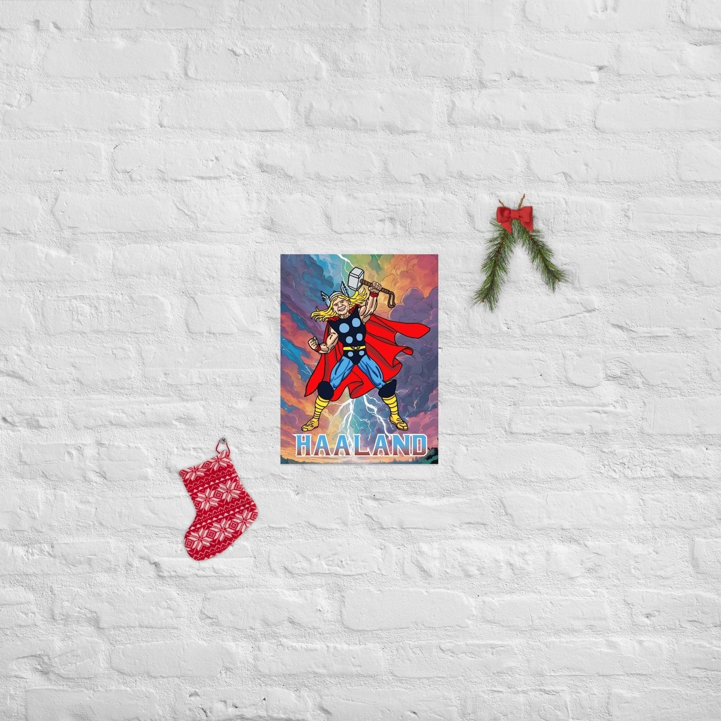 Erling Haaland Thor Avenger Manchester City Funny Football/ Soccer Meme Poster 30×40 cm Posters Erling Haaland Football Manchester City Thor Next Cult Brand