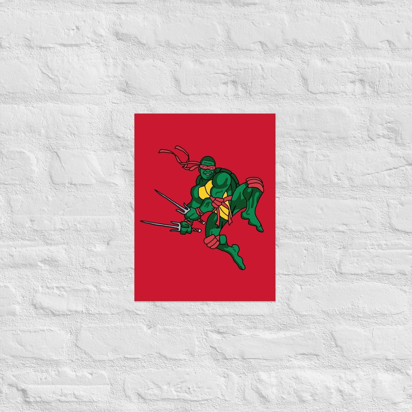 Kylian Mbappe Red Ninja Turtle Raphael Poster 30×40 cm Posters Football Kylian Mbappe Ninja Turtles PSG Real Madrid Next Cult Brand