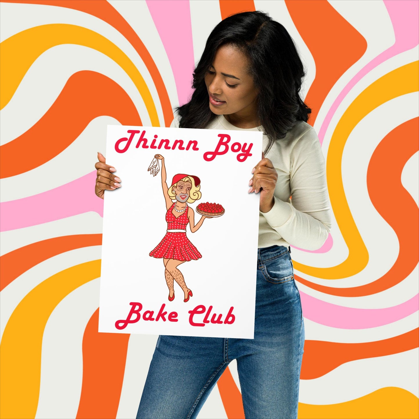 Thinnn Boy Bake Club The Fighter and The Kid TFATK Podcast Comedy 60s retro housewife Bryan Callen Poster 30×40 cm Posters Bryan Callen Podcasts Stand-up Comedy The Fighter and The Kid (TFATK) Thinnn Boy Bake Club Next Cult Brand