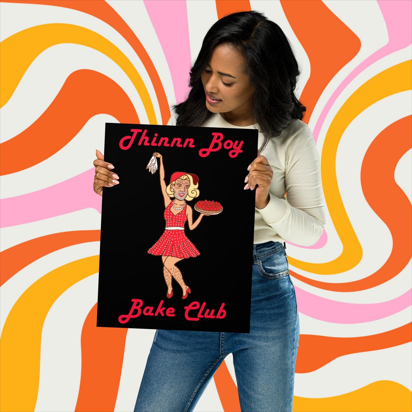 Thinnn Boy Bake Club The Fighter and The Kid TFATK Podcast Comedy 60s retro housewife Bryan Callen Poster 30×40 cm Posters Bryan Callen Podcasts Stand-up Comedy The Fighter and The Kid (TFATK) Thinnn Boy Bake Club Next Cult Brand