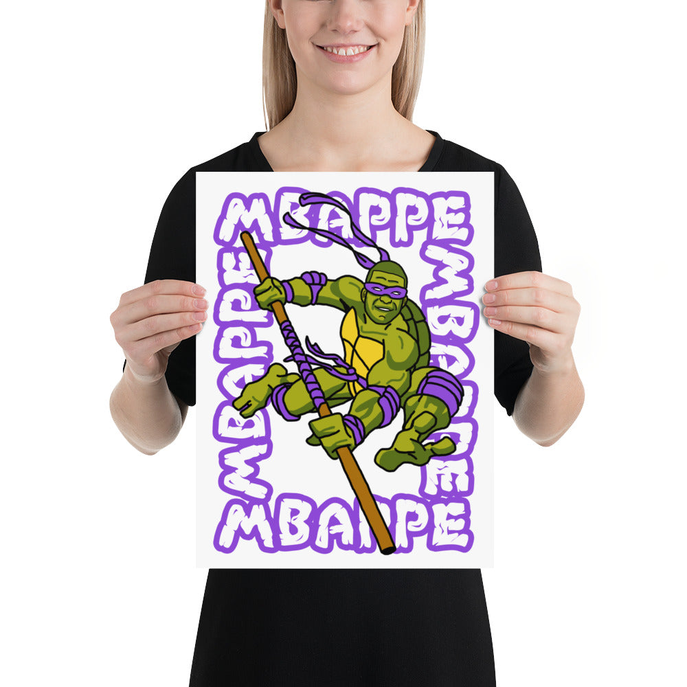Kylian Mbappe Purple Ninja Turtle Donatello Poster 30×40 cm Posters Football Kylian Mbappe Ninja Turtles PSG Real Madrid Next Cult Brand