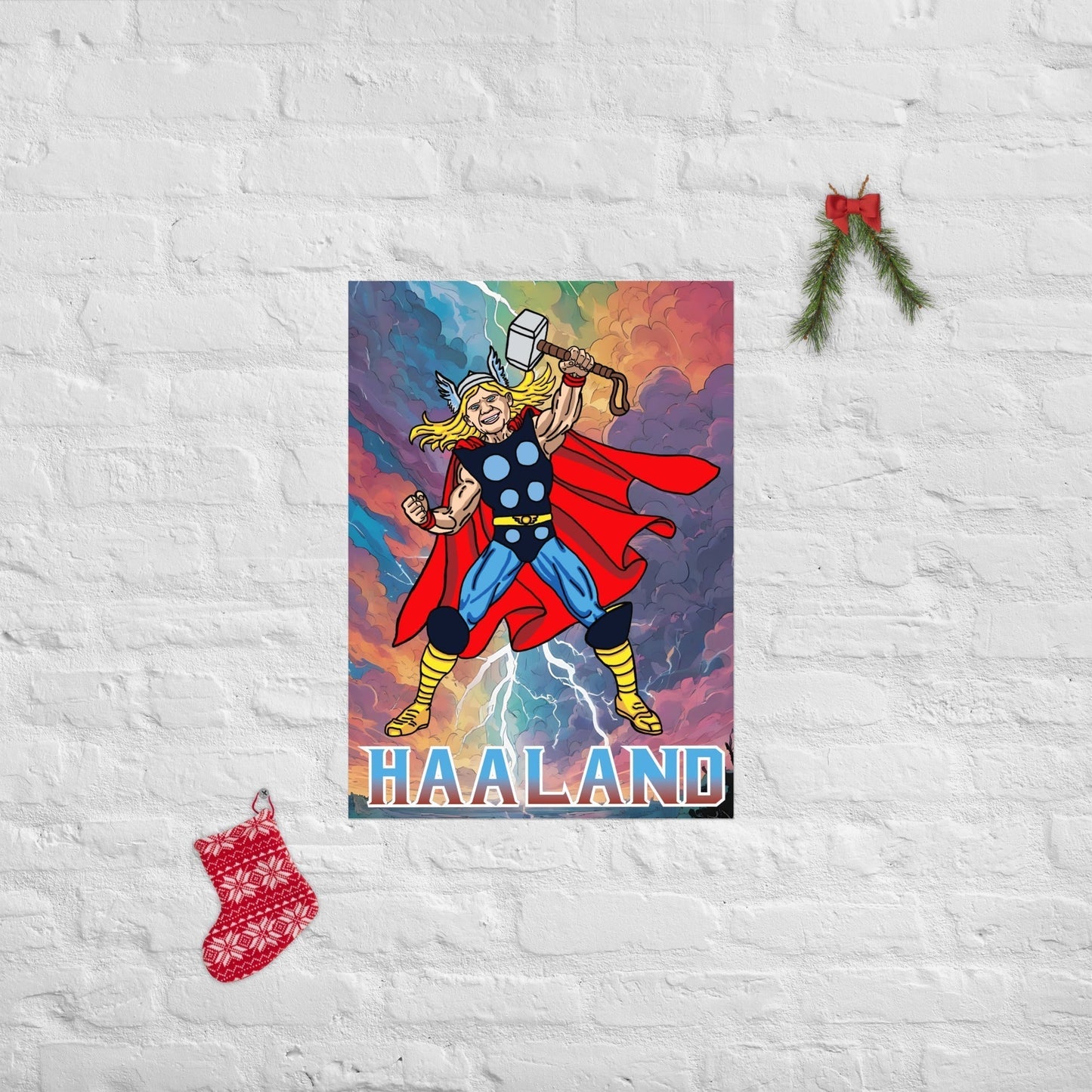 Erling Haaland Thor Avenger Manchester City Funny Football/ Soccer Meme Poster 50×70 cm Posters Erling Haaland Football Manchester City Thor Next Cult Brand