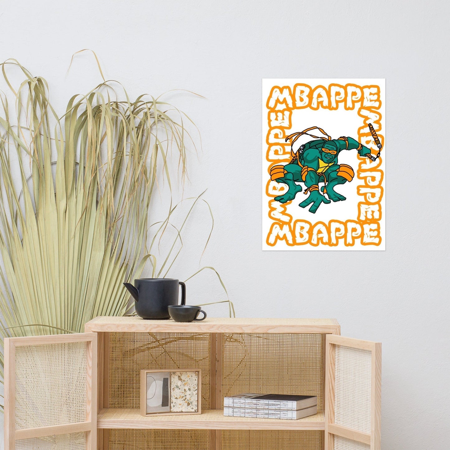 Kylian Mbappe Orange Ninja Turtle Michelangelo Poster 50×70 cm Posters Football Kylian Mbappe Ninja Turtles PSG Real Madrid Next Cult Brand